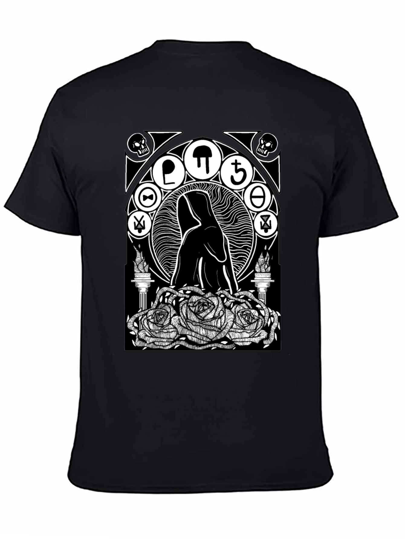 Black Occult Rose T-Shirt - Gothic Graphic Tee view 4