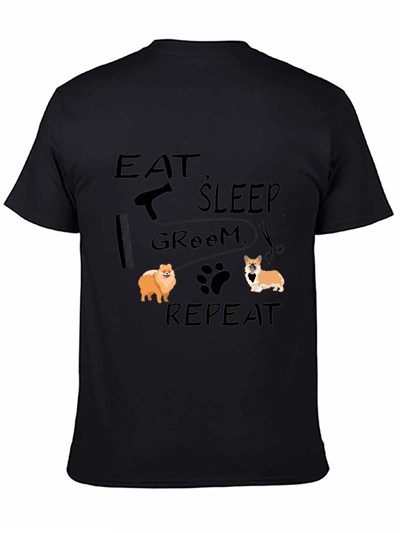 Black Eat Sleep Groom Repeat Dog Lover T-Shirt view 4