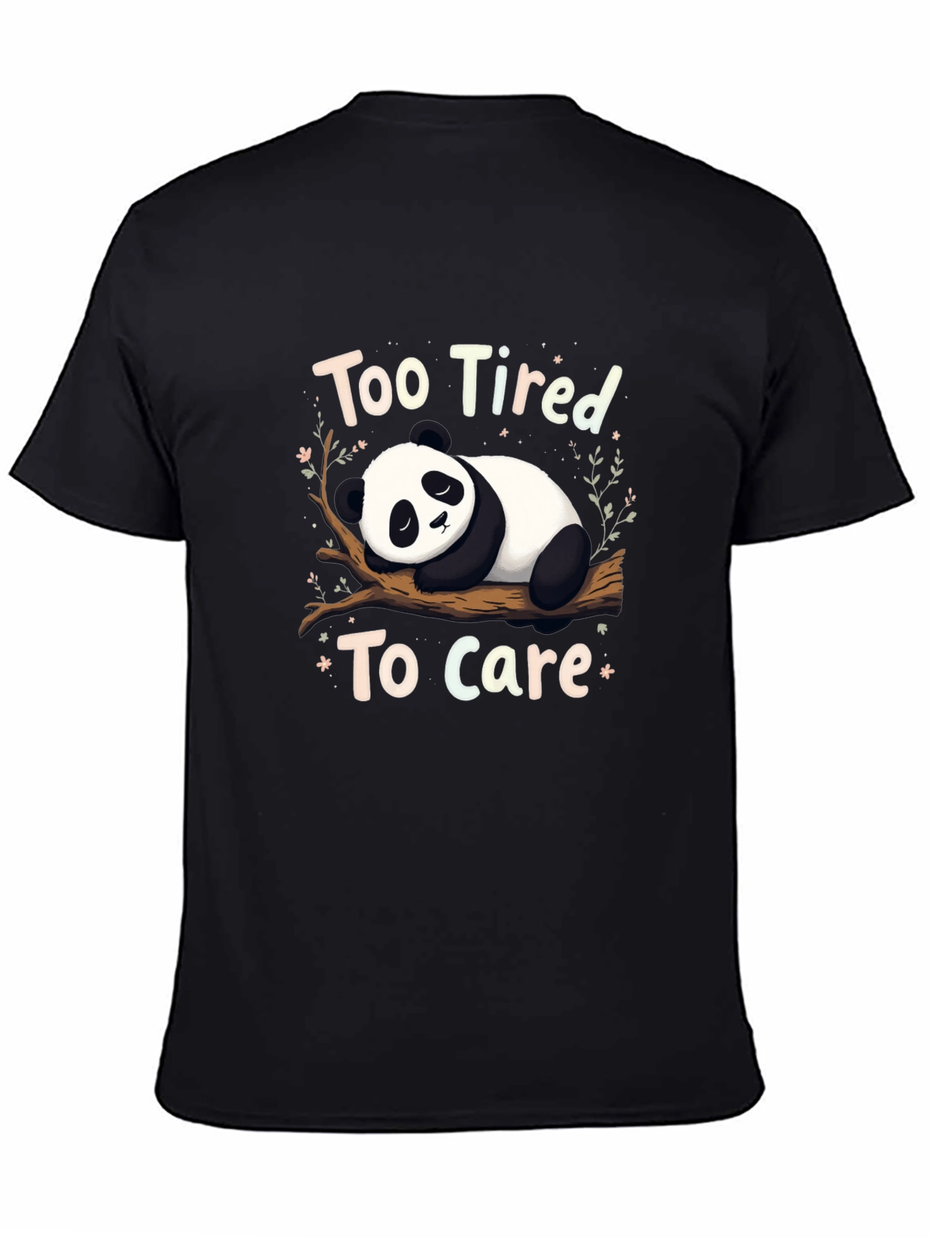 Black Too Tired to Care Panda Graphic T-Shirt view 4
