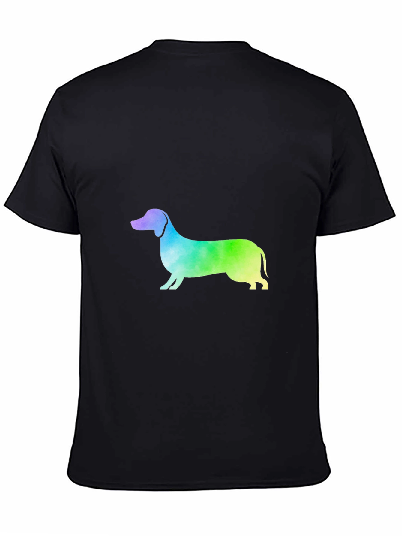Black Rainbow Dachshund Graphic Tee - Black Cotton Blend view 4