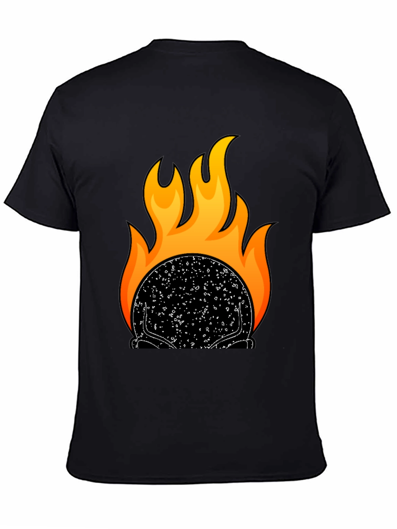 Black Flaming Skull Graphic T-Shirt - Black view 4