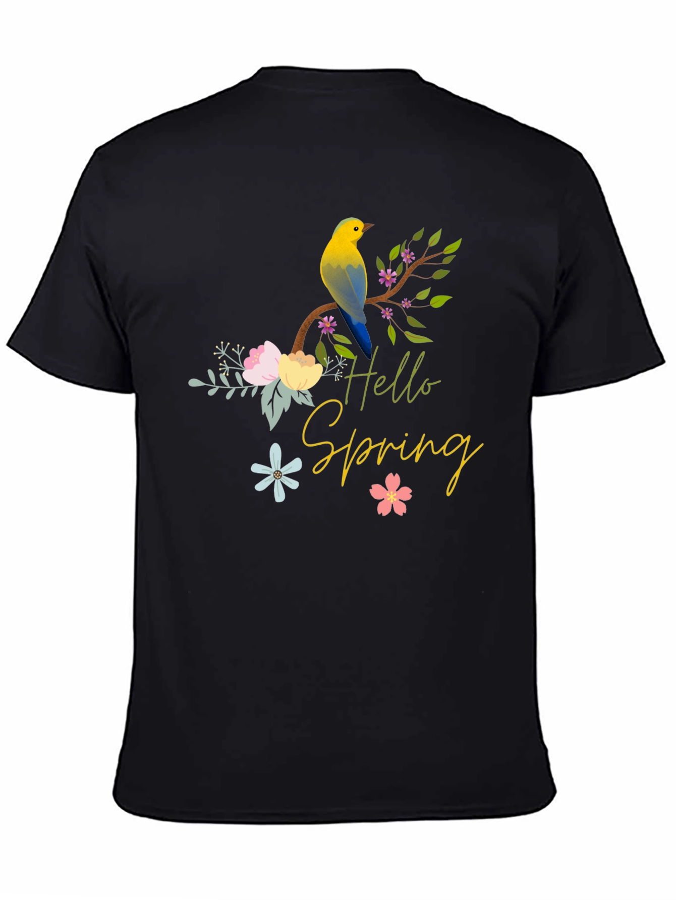 Black Hello Spring Bird T-Shirt - Black view 4