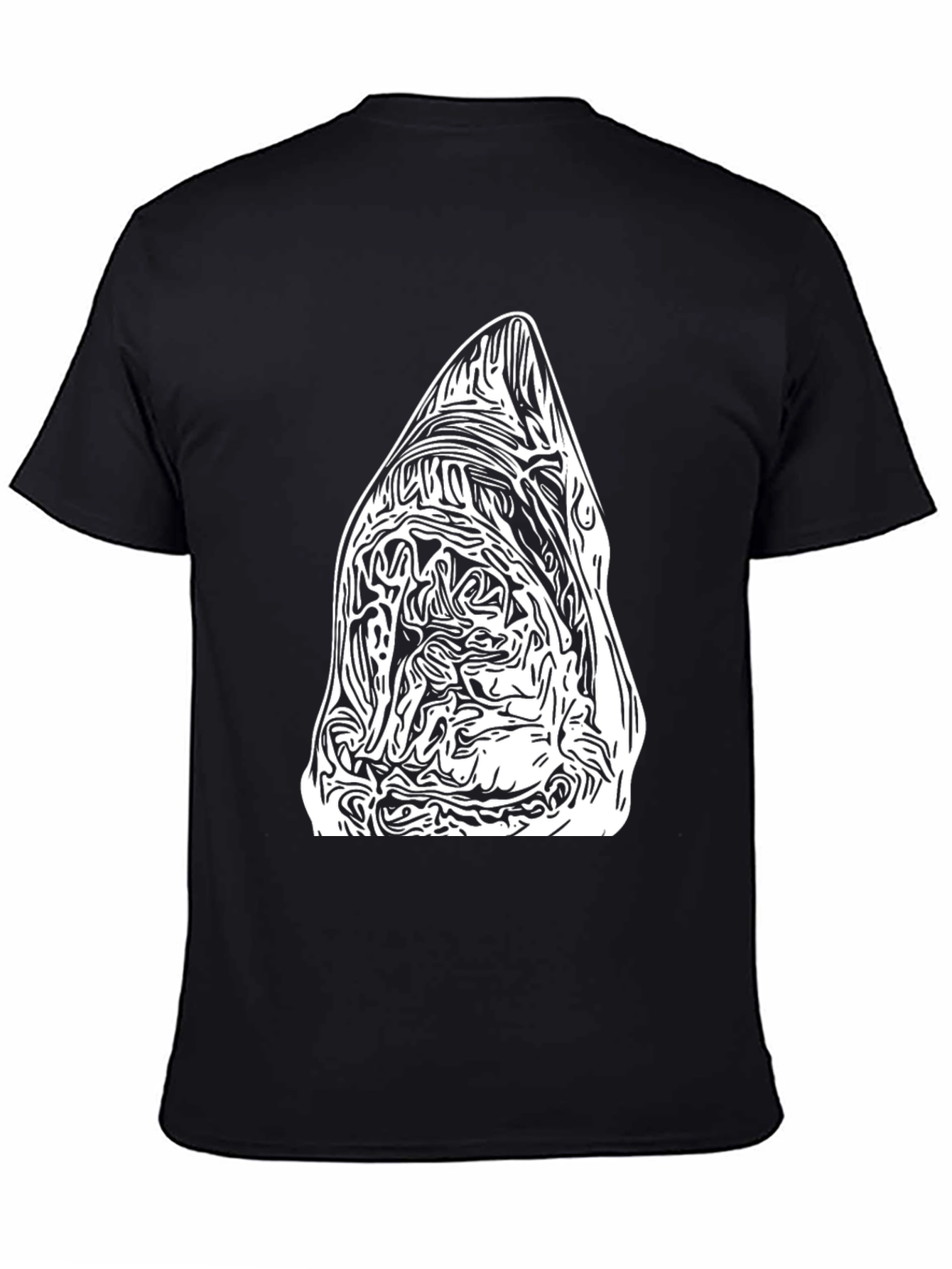 Black Abstract Graphic Tee - Black Cotton Blend view 4