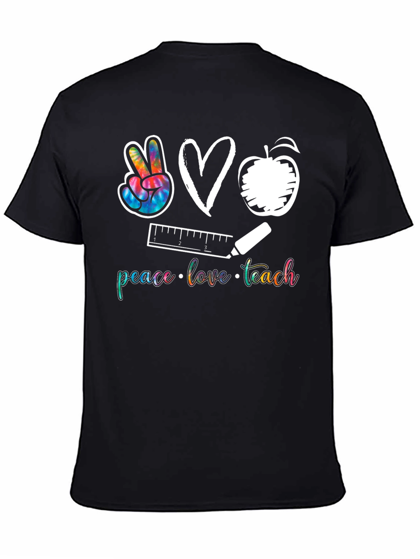 Black Peace Love Teach T-Shirt view 4