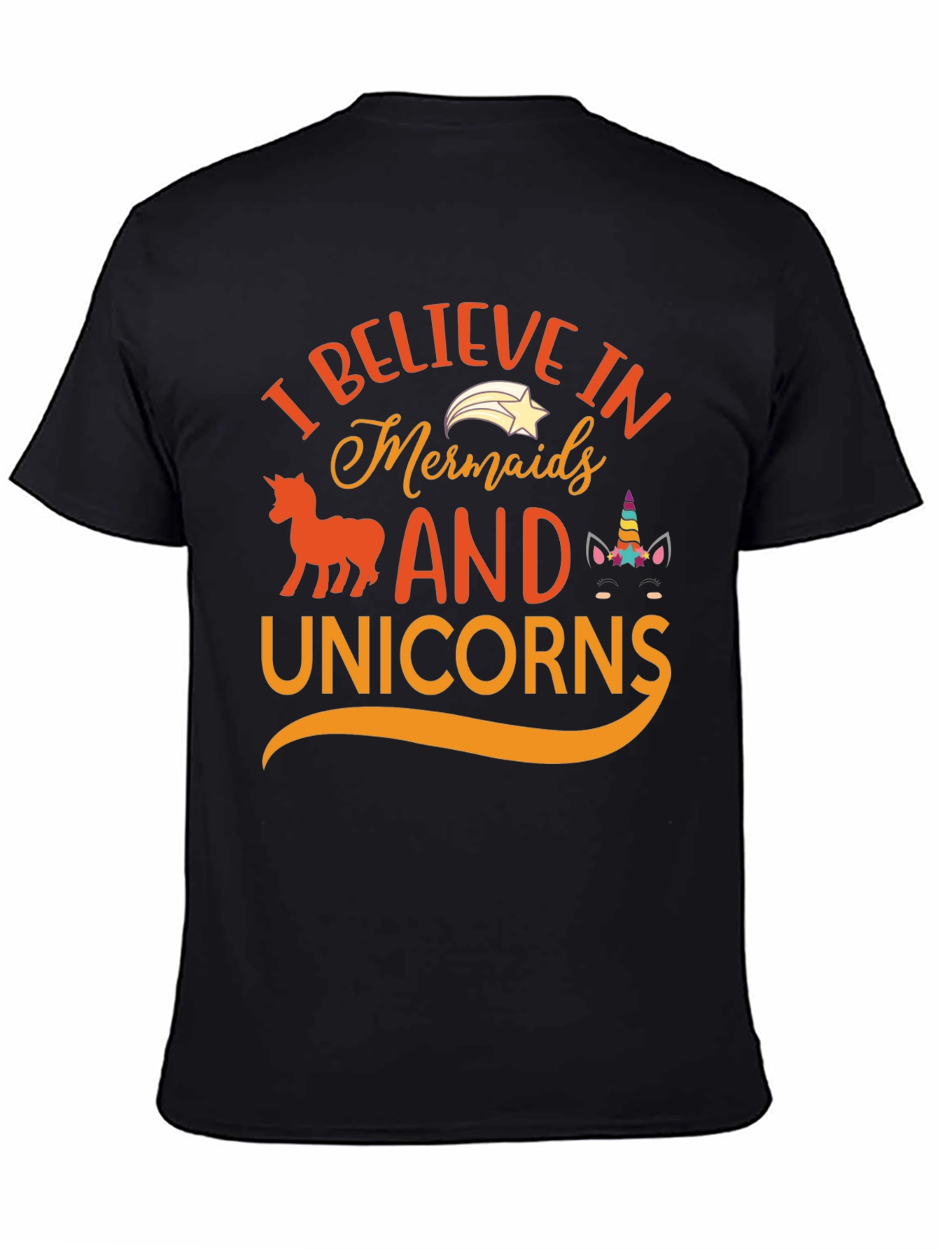 Black Believe in Mermaids and Unicorns T-shirt view 4