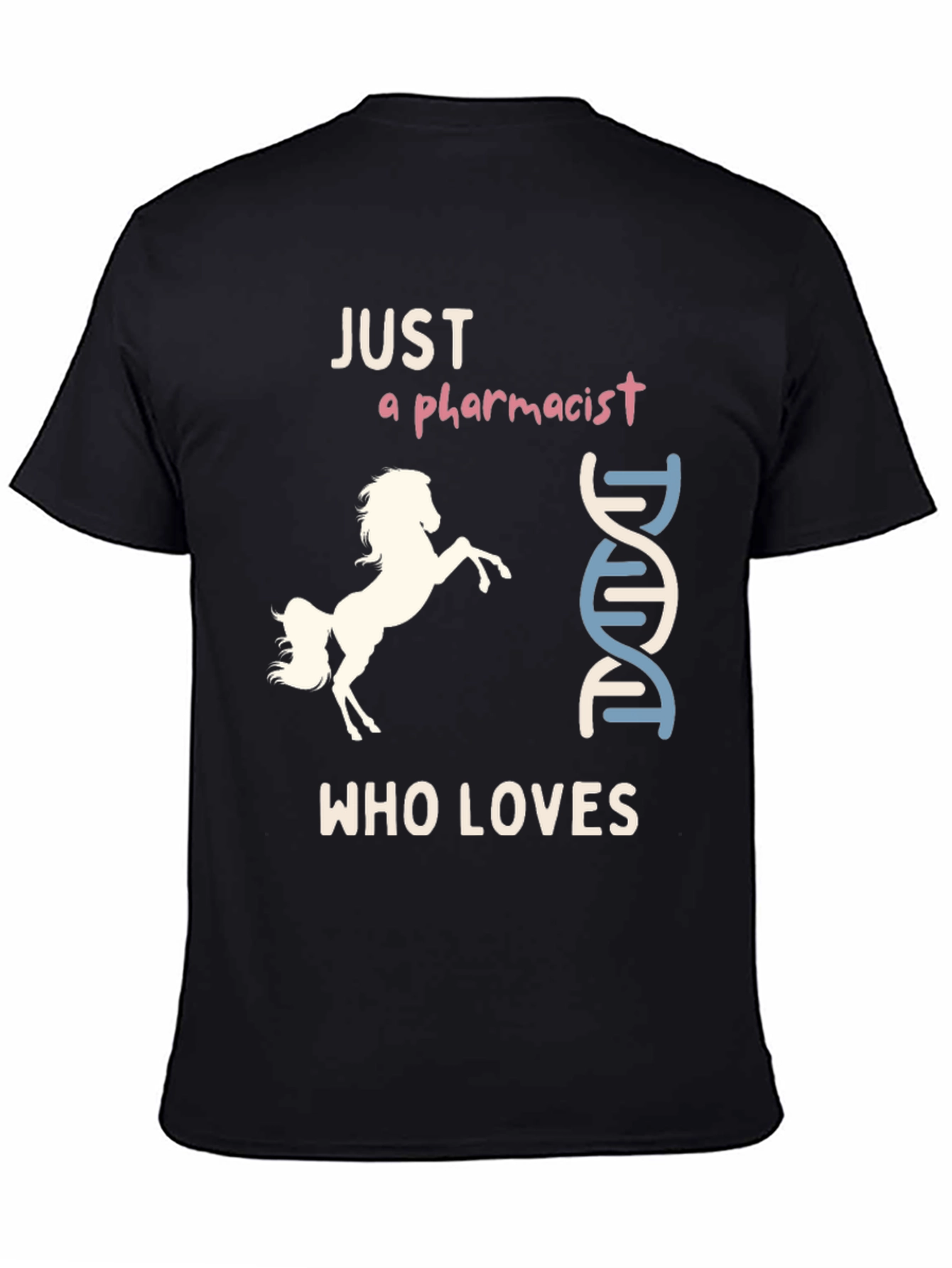 Black Pharmacist Horse Lover T-Shirt, Funny & Unique Design view 4