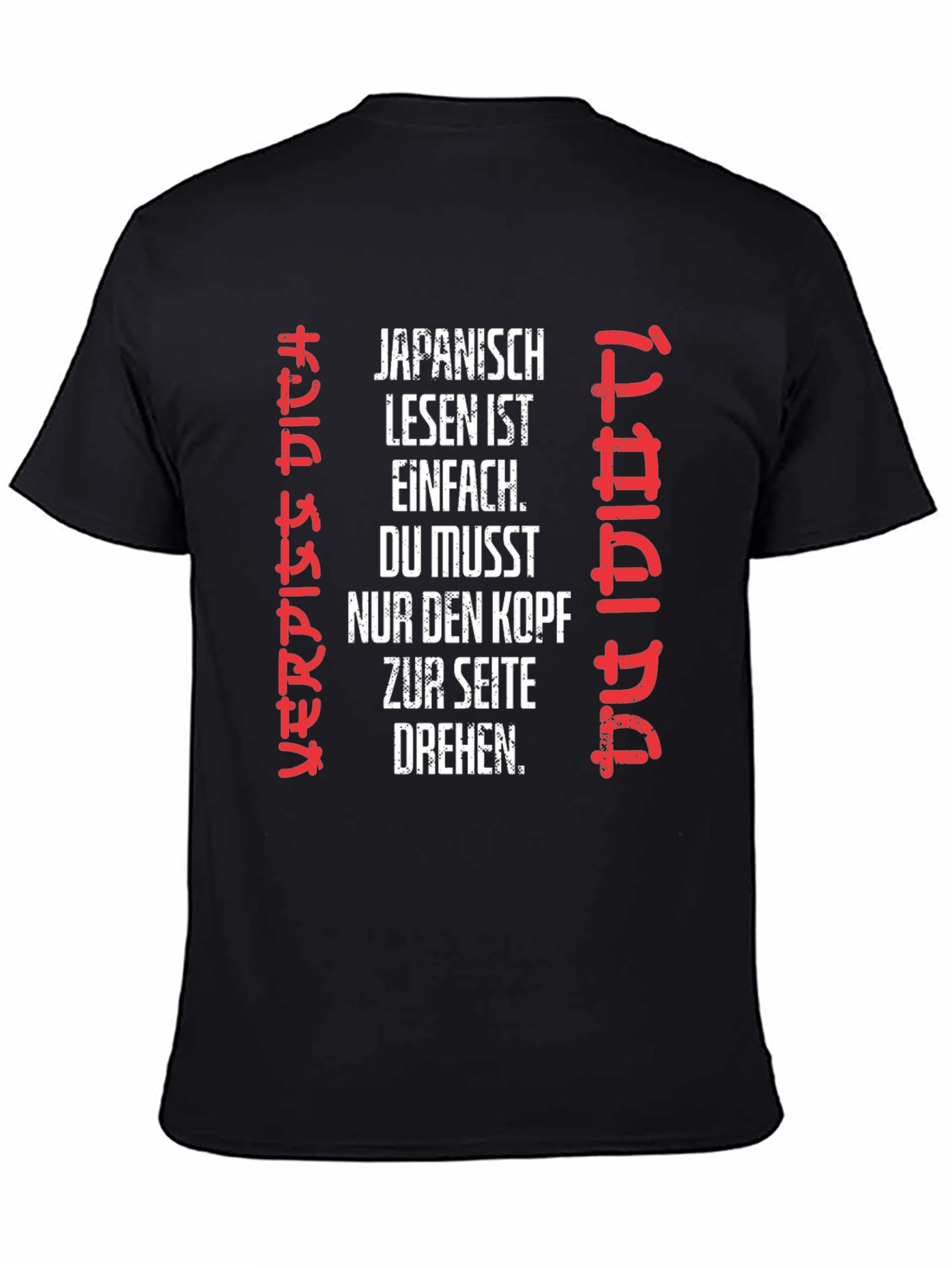 Black Japanese Reading T-Shirt - Funny Novelty Tee view 4