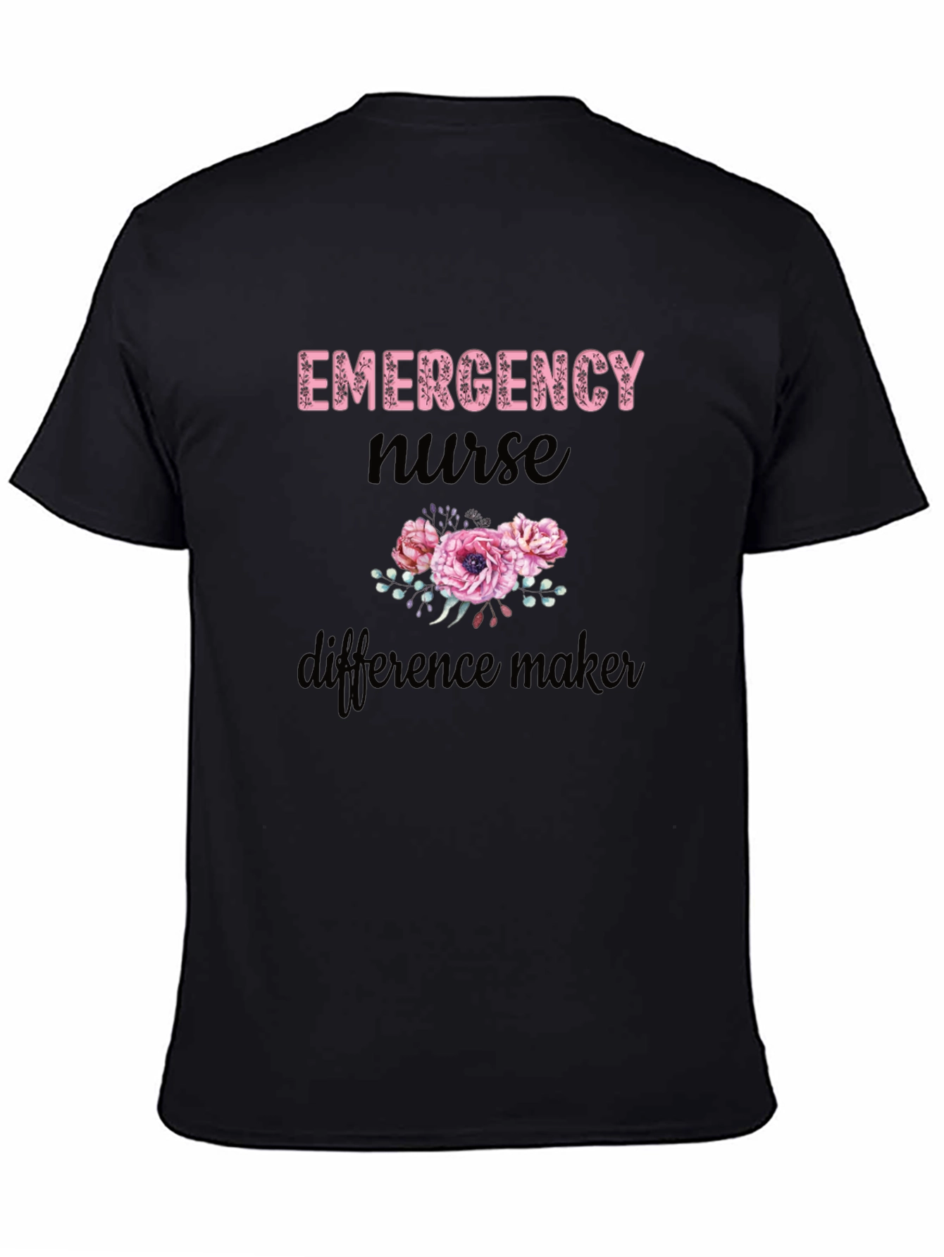 Black Emergency Nurse Difference Maker Black Tee view 4