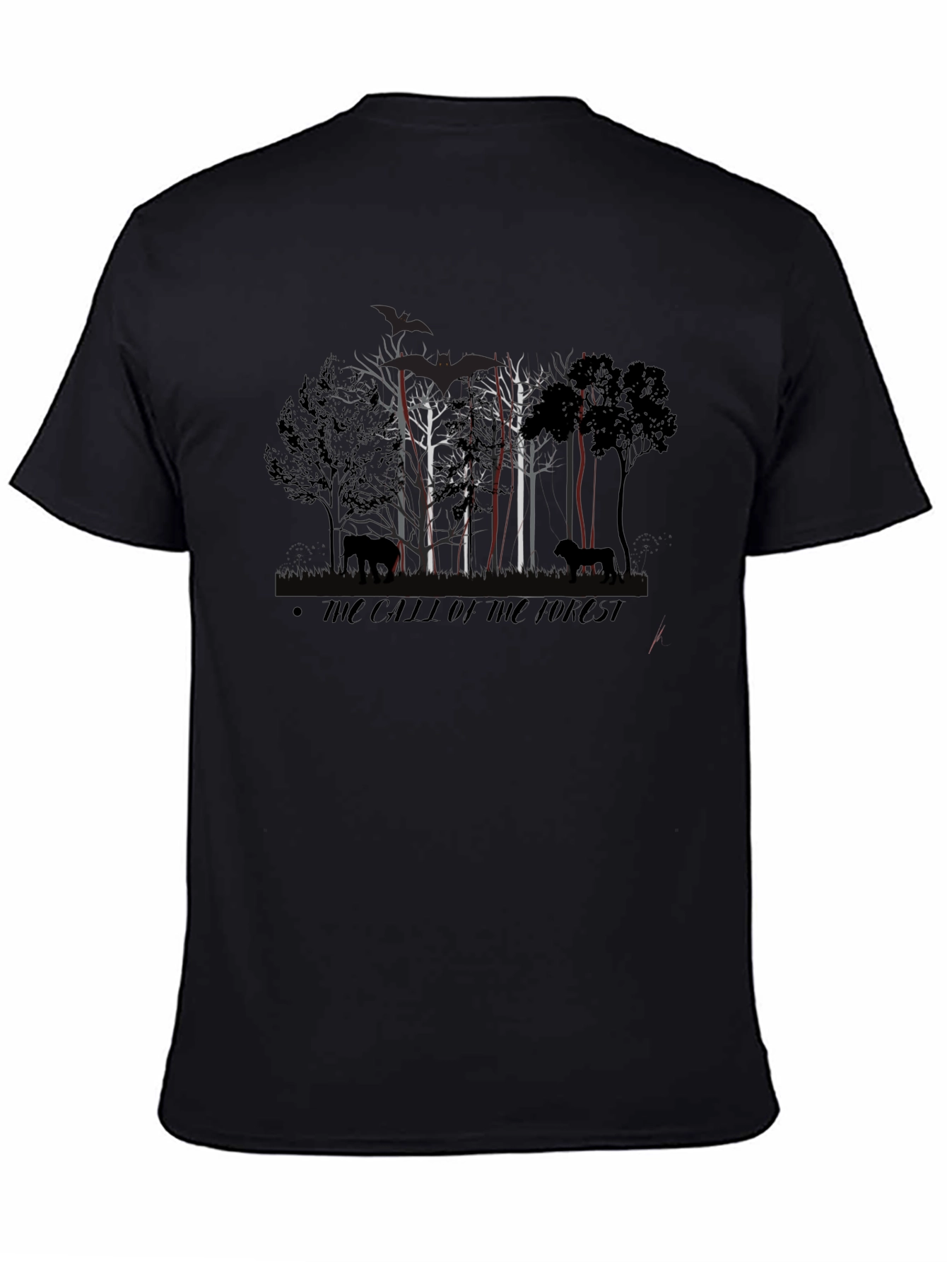 Black The Call of the Forest T-Shirt - Wildlife Design view 4