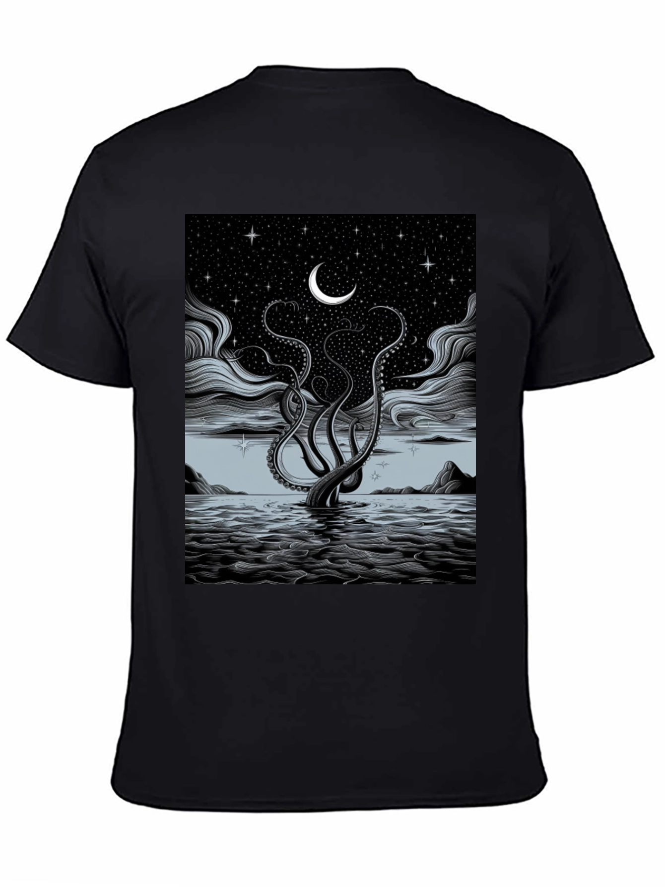 Black Mystic Kraken Tee - Dark Sea Design view 4