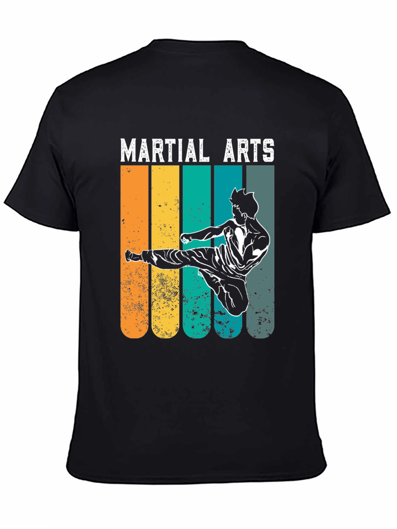 Black Martial Arts Retro T-Shirt view 4