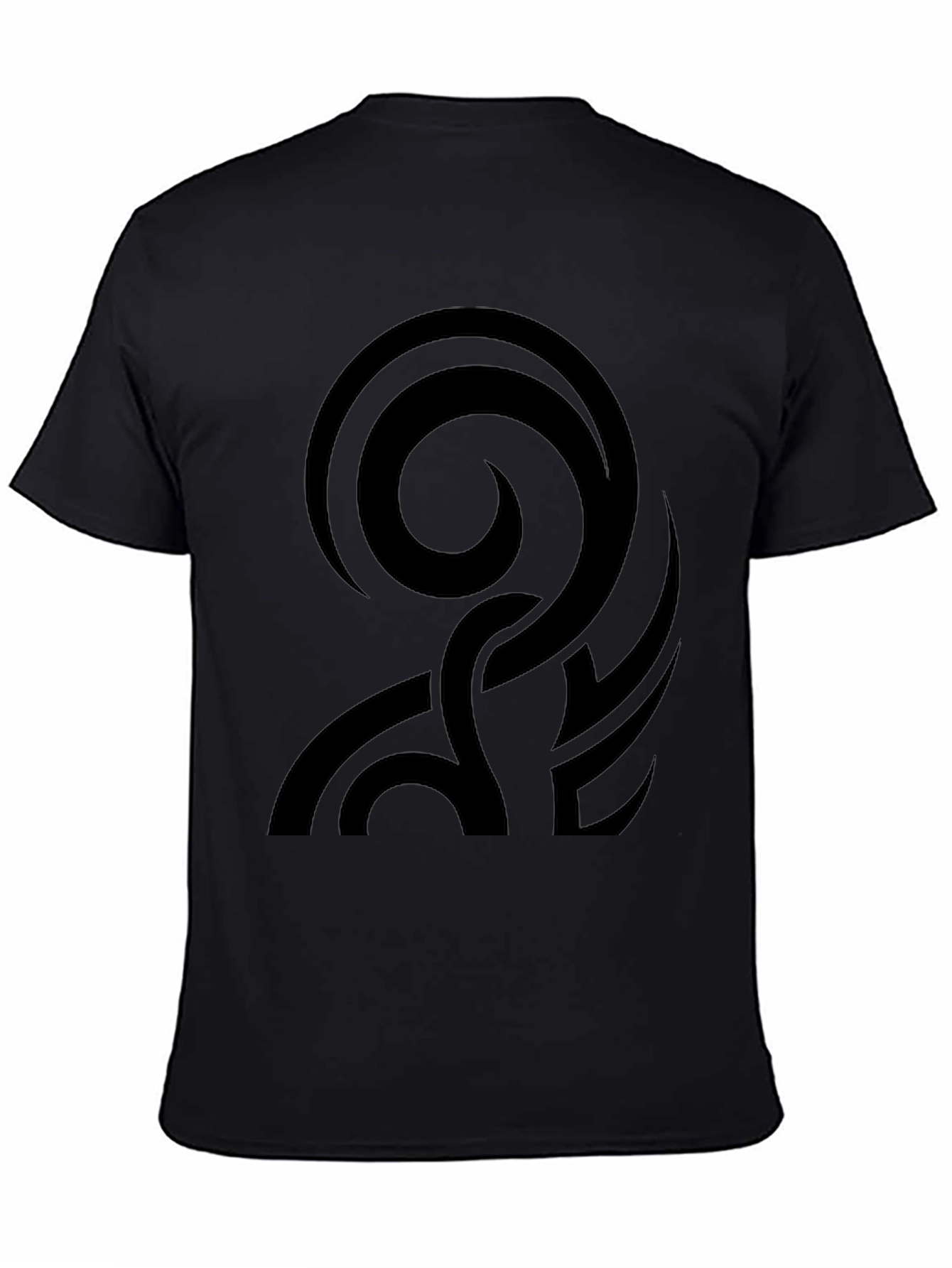 Black Men's Black Tribal Swirl Graphic T-Shirt view 4
