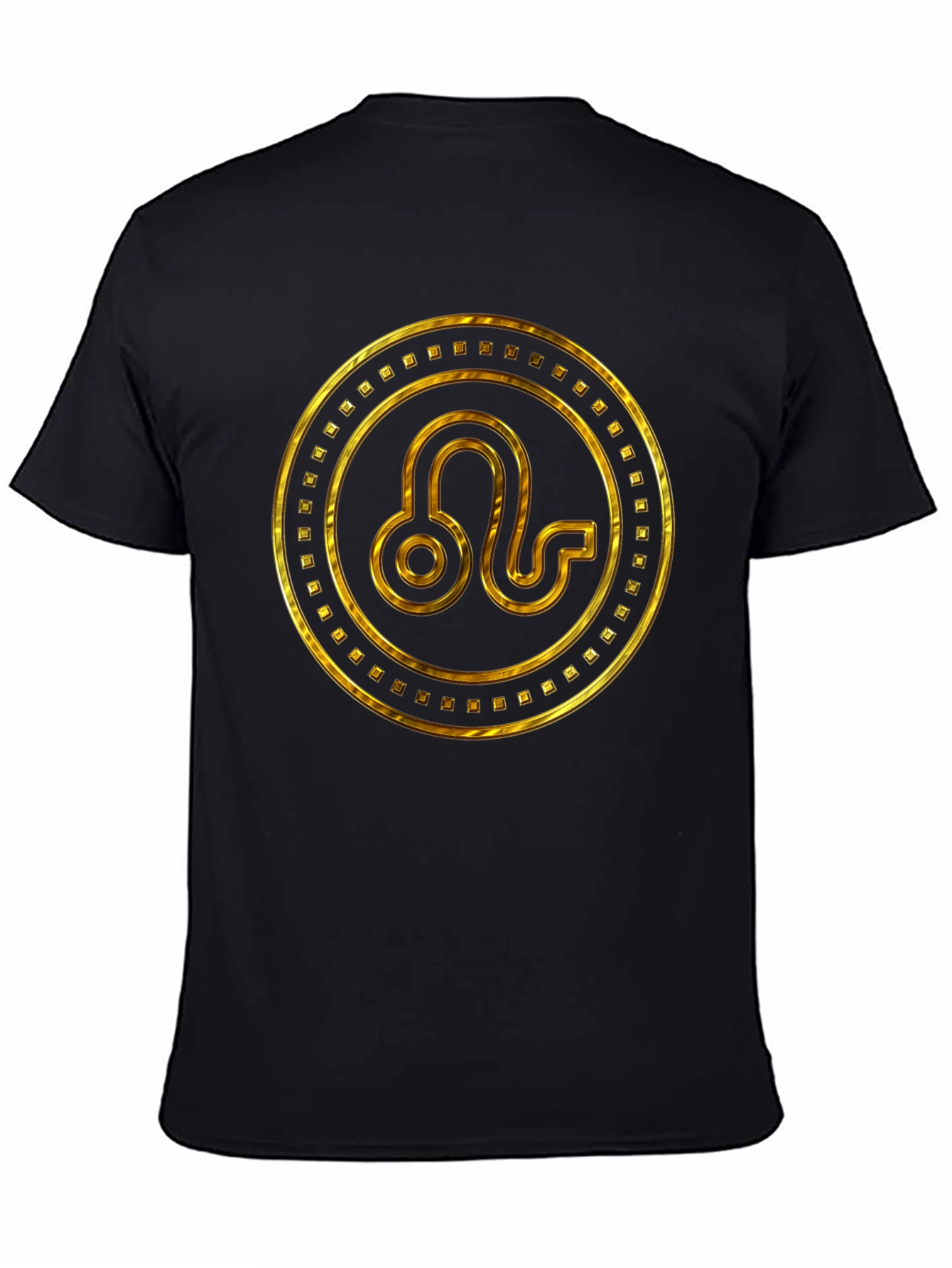 Black Gold Leo Zodiac Sign Black T-Shirt view 4