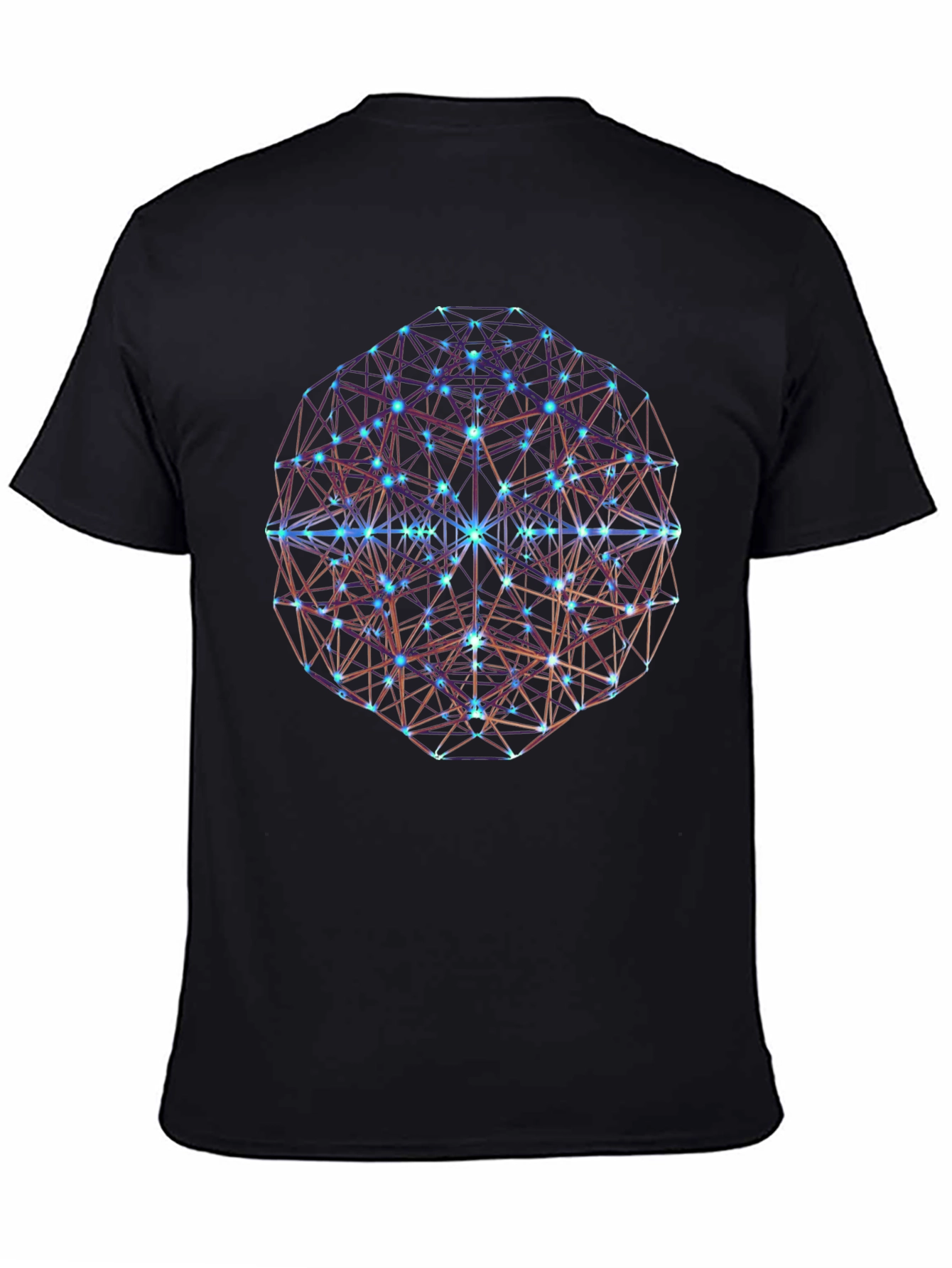 Black Geometric Sphere Graphic Print Black T-Shirt view 4