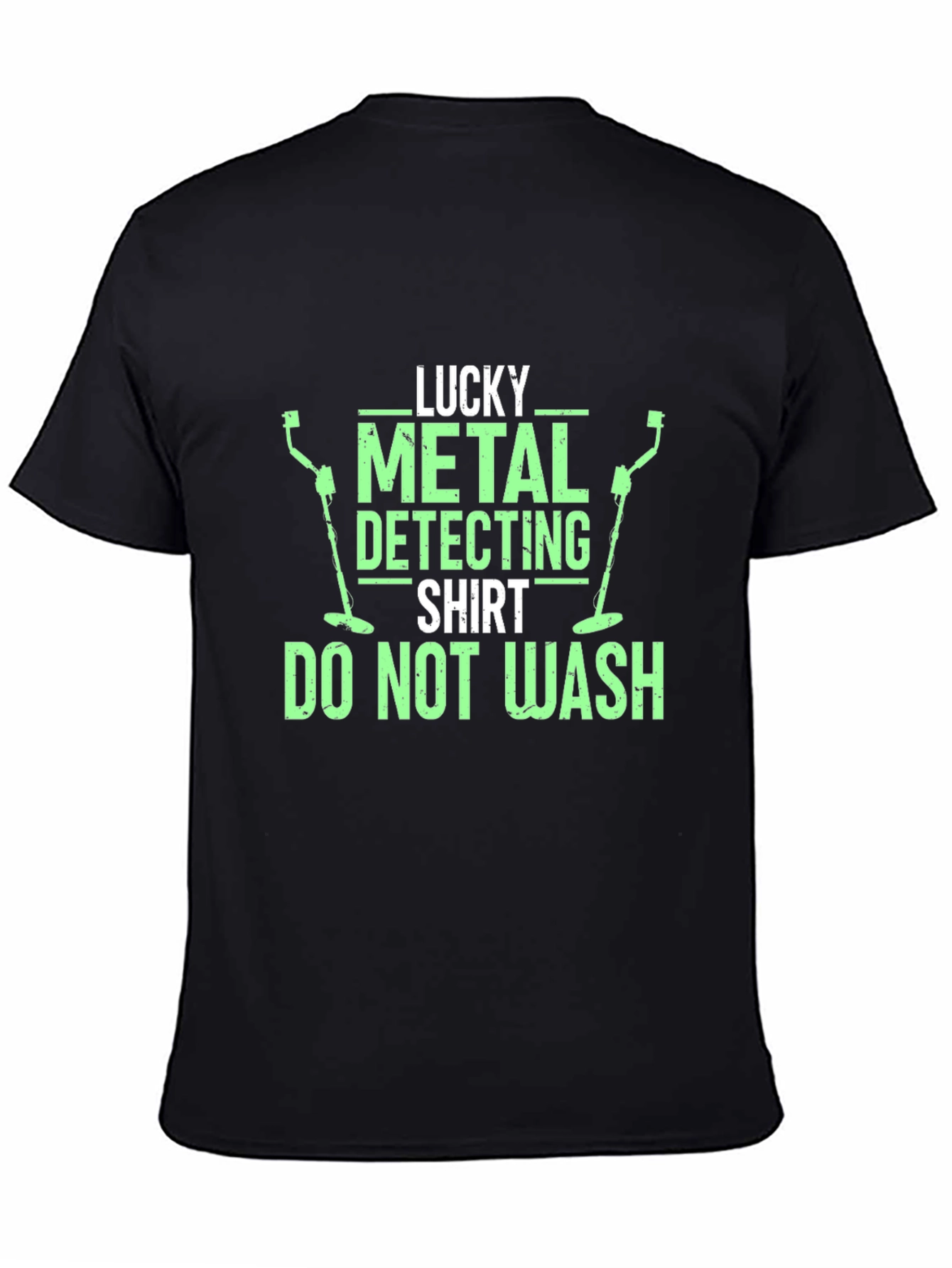 Black Lucky Metal Detecting Shirt - Novelty Graphic Tee view 4
