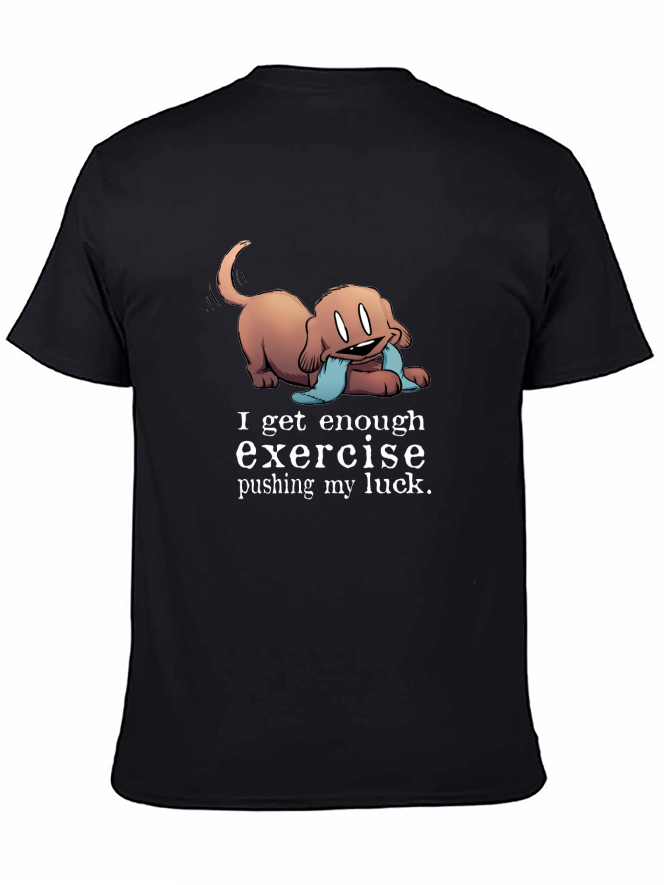 Black Funny Dog Exercise T-Shirt view 4