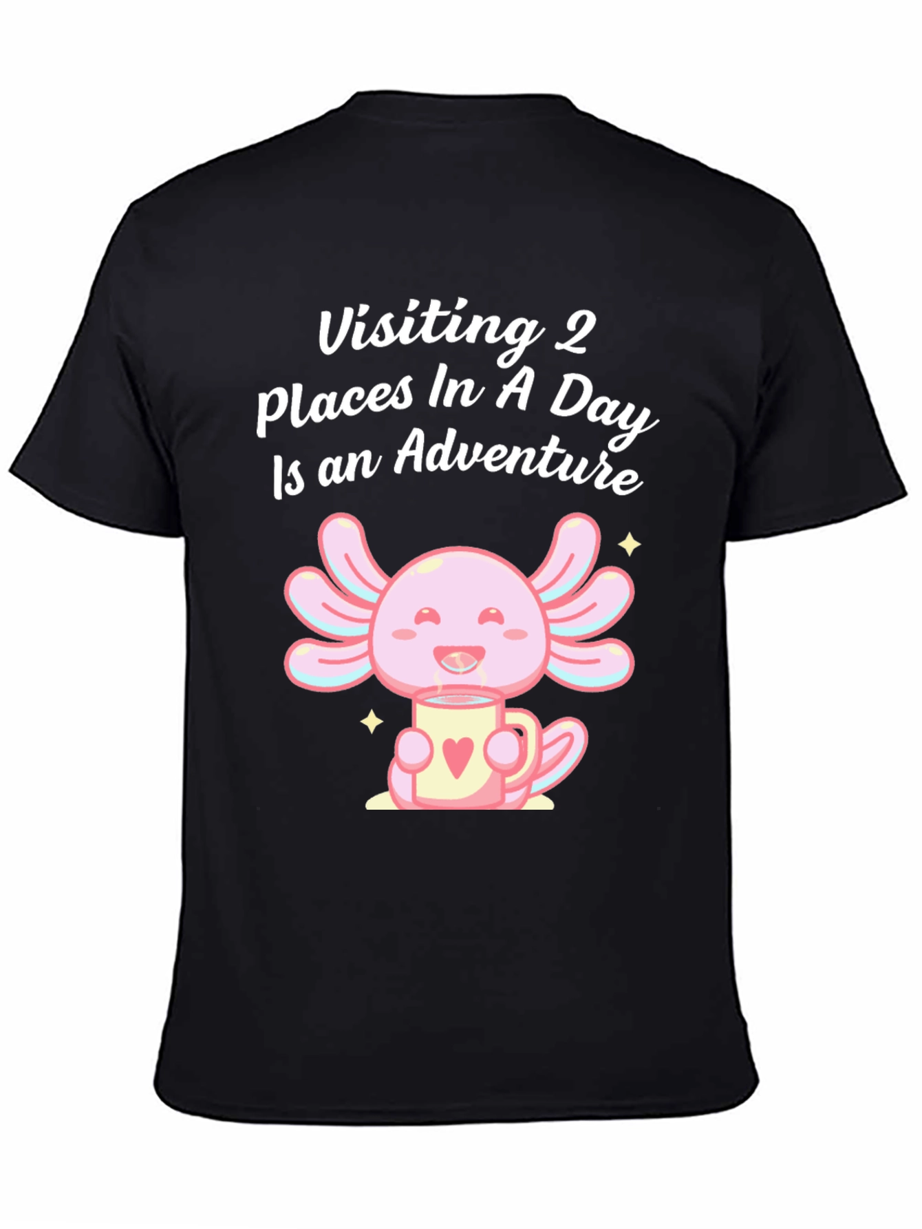 Black Axolotl Adventure T-Shirt: Visiting 2 Places in a Day view 4