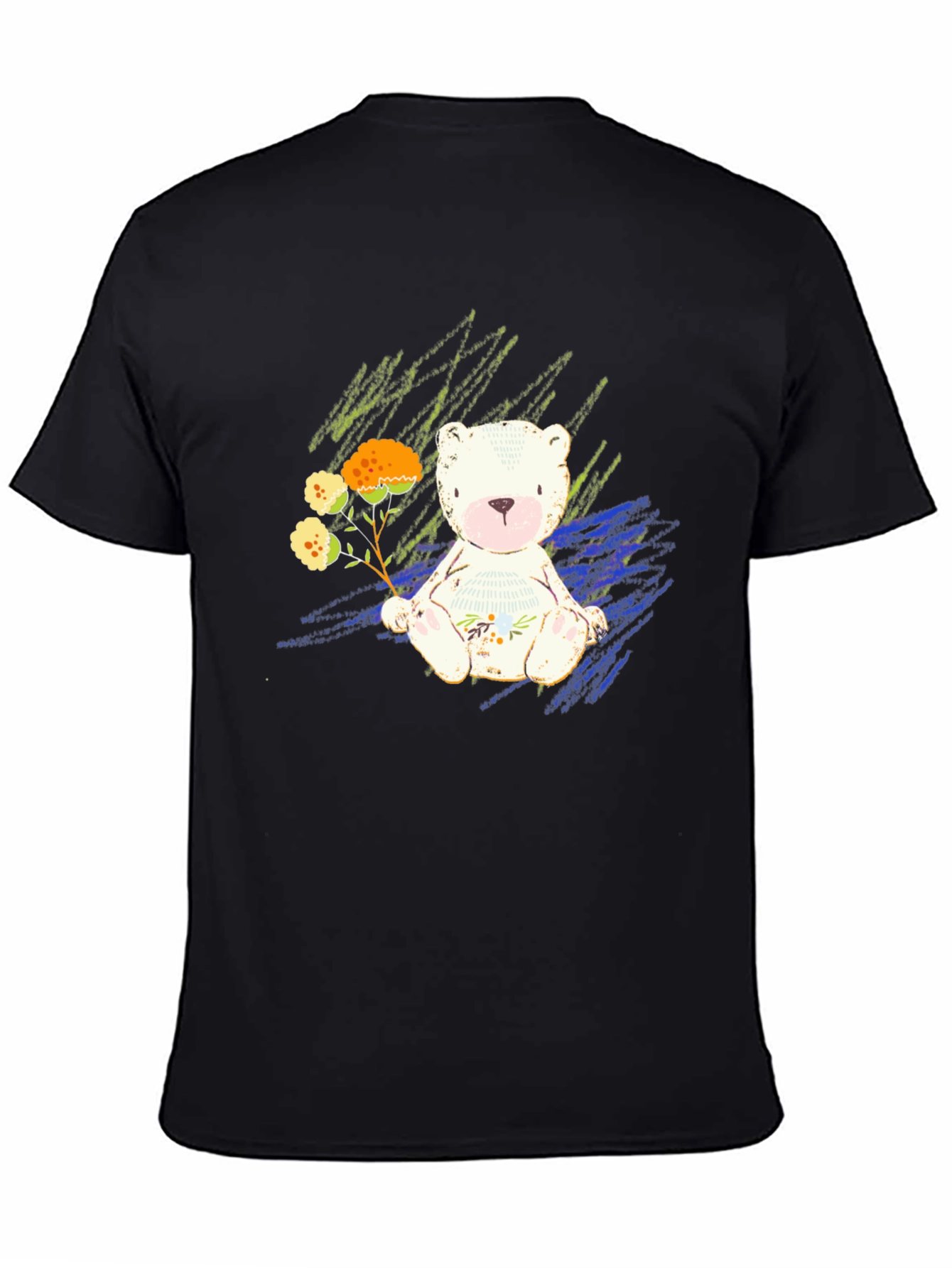 Black Cute Bear Graphic Tee - Soft Style view 4
