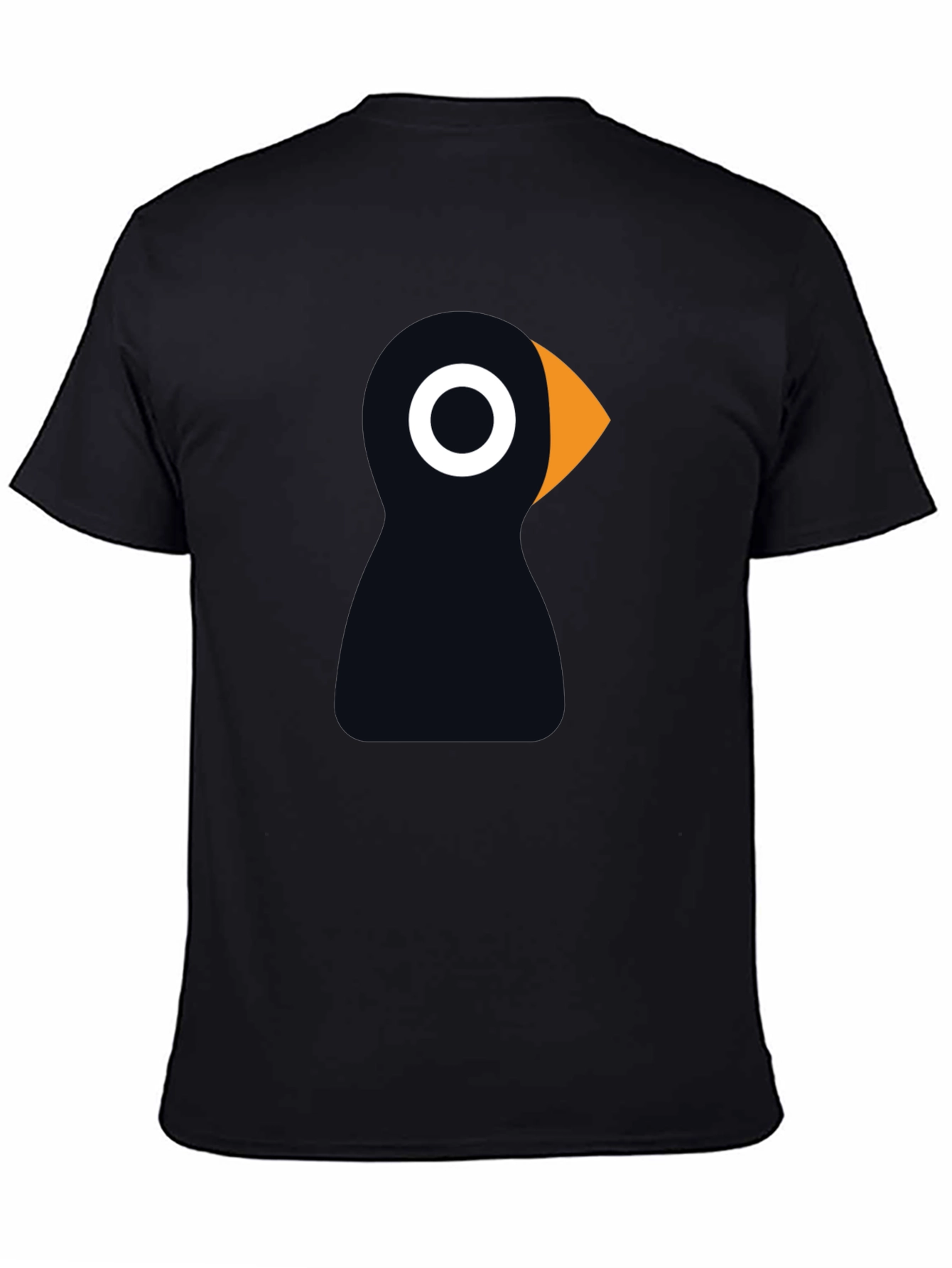 Black Puffin Bird Graphic Tee - Black Cotton T-Shirt view 4