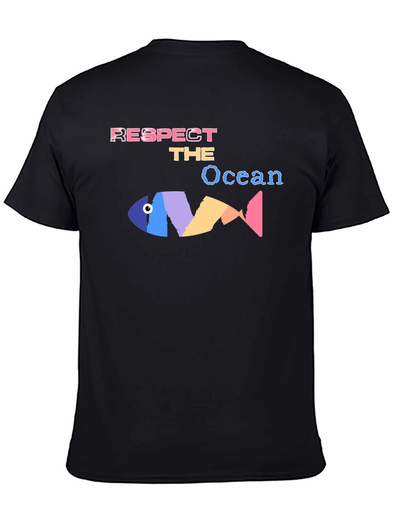 Black Respect the Ocean Graphic Tee - Black Cotton Blend view 4