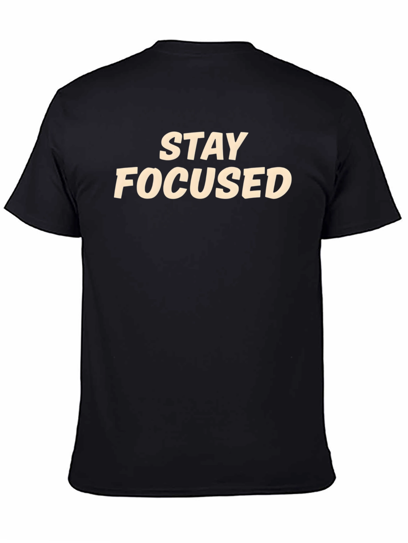 Black Stay Focused Graphic T-Shirt - Black Crew Neck Tee view 4