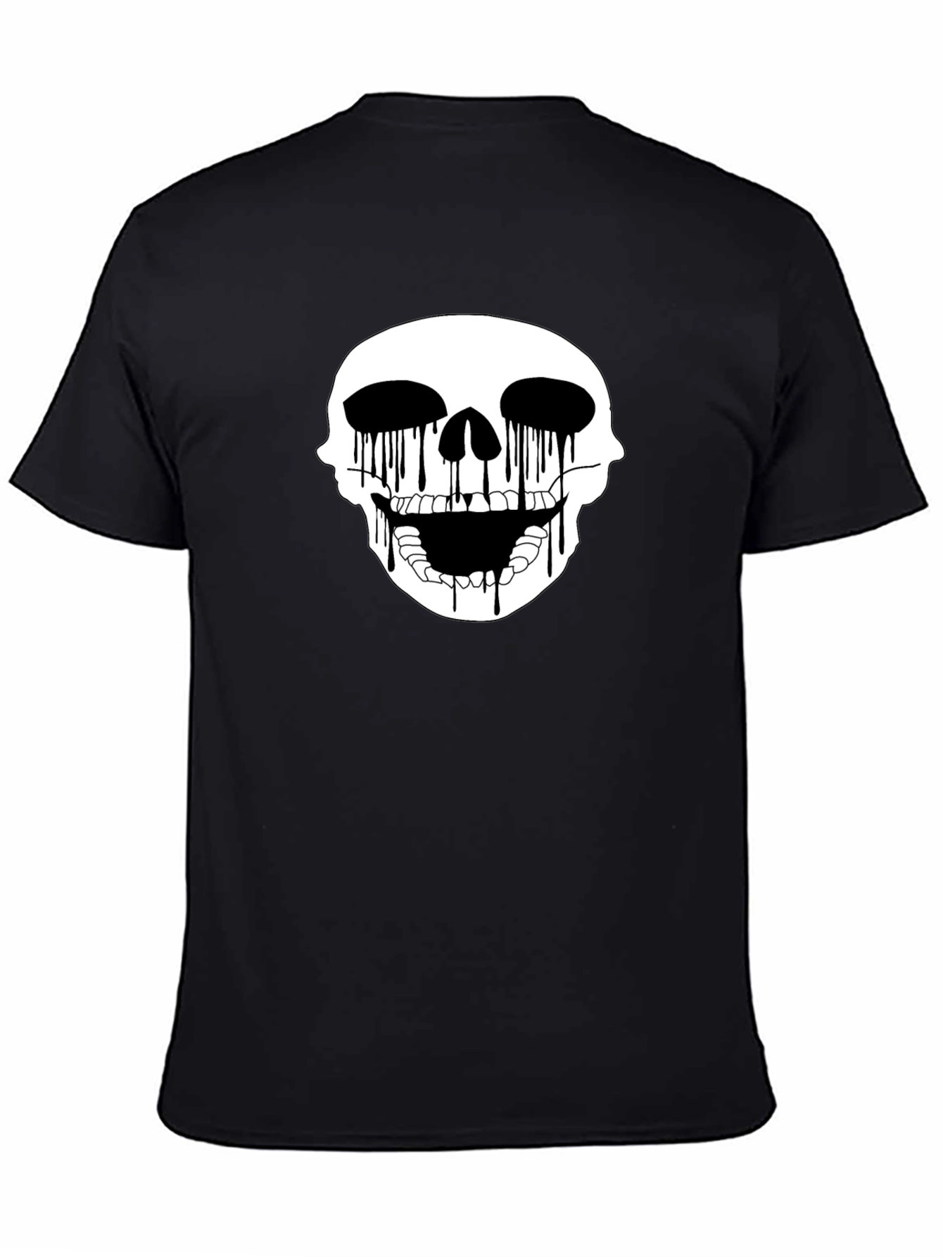 Black Skull Drip Graphic Tee - Edgy Black T-Shirt view 4