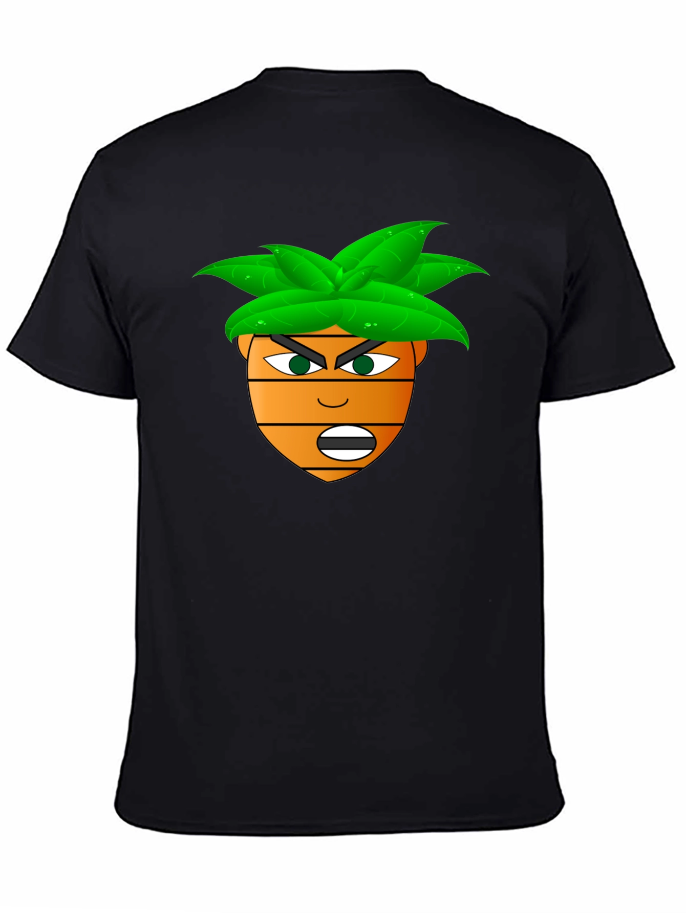 Black Funny Cartoon Carrot Head T-Shirt - Black view 4