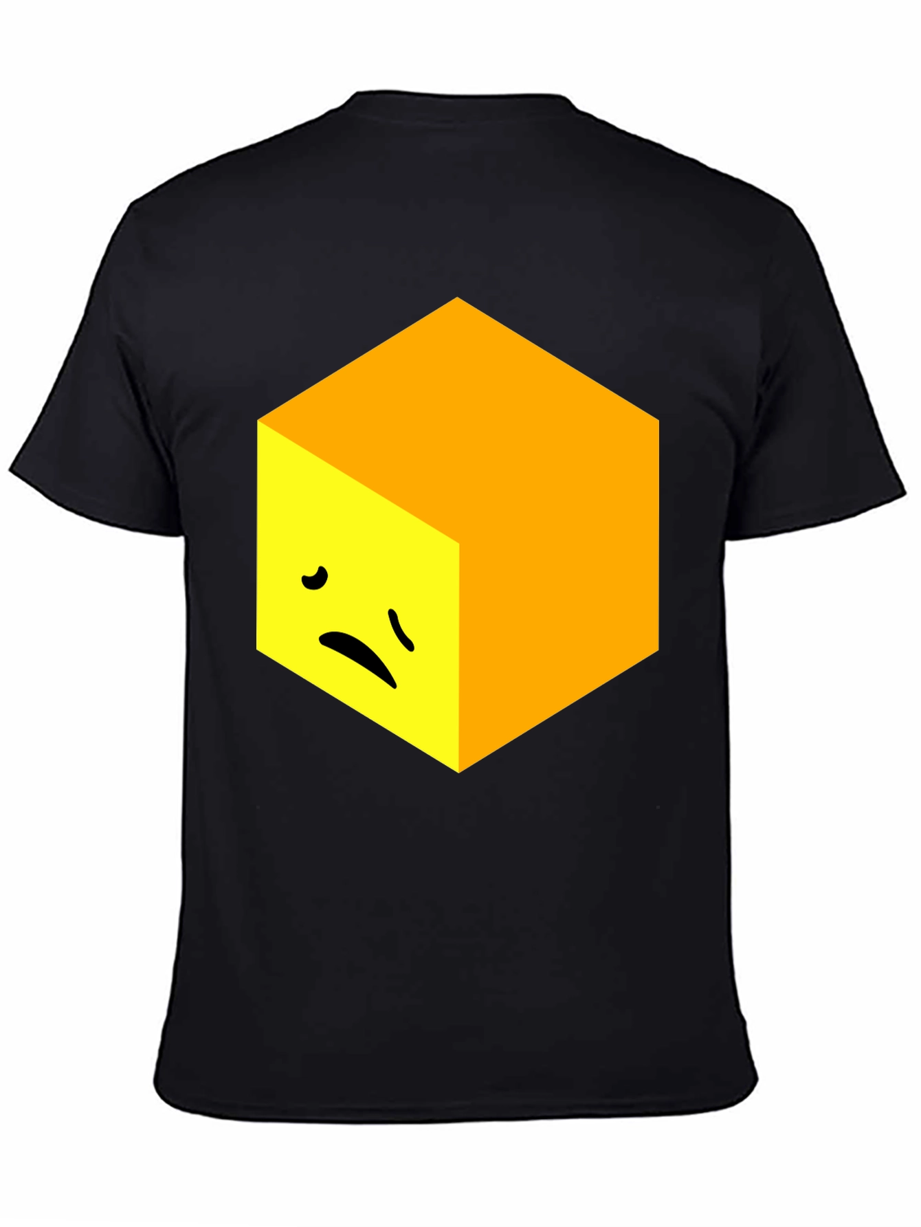 Black Sad Cube Graphic Tee - Unique Men's Black T-Shirt view 4