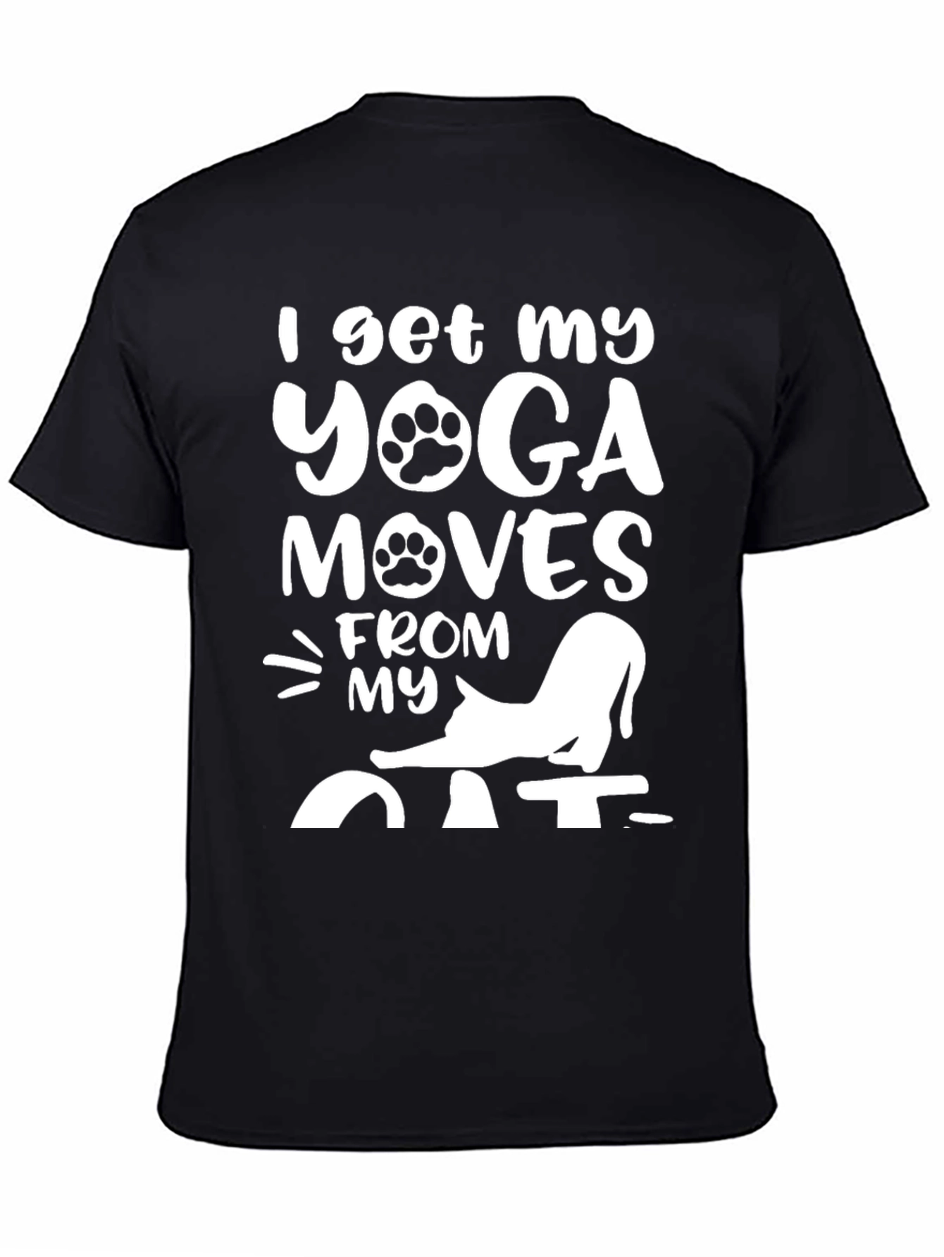 Black Yoga Moves Cat Graphic Tee - Black view 4