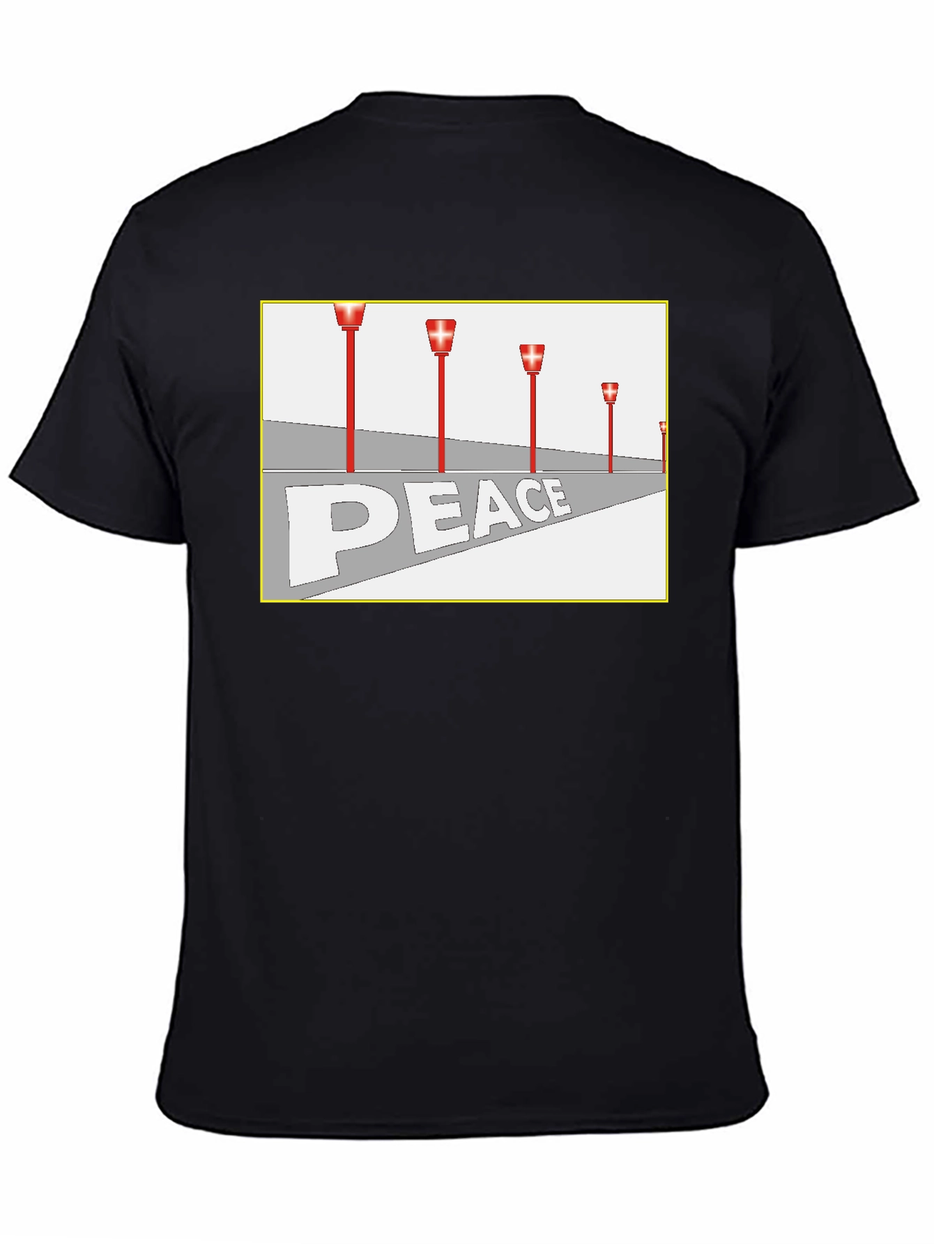Black Peace Runway Graphic Tee - Black Cotton Blend view 4