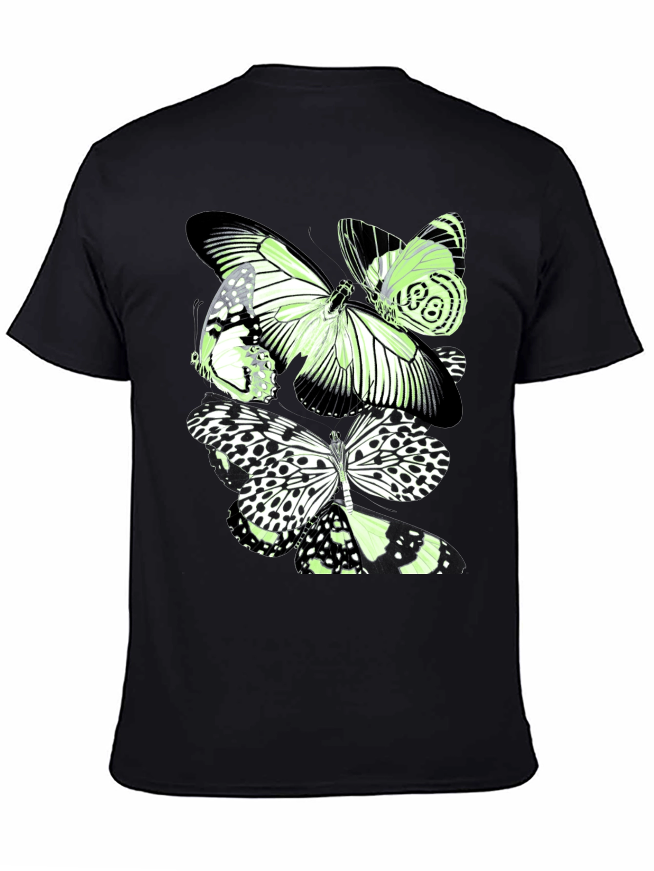 Black Butterfly Graphic Print Black T-Shirt view 4