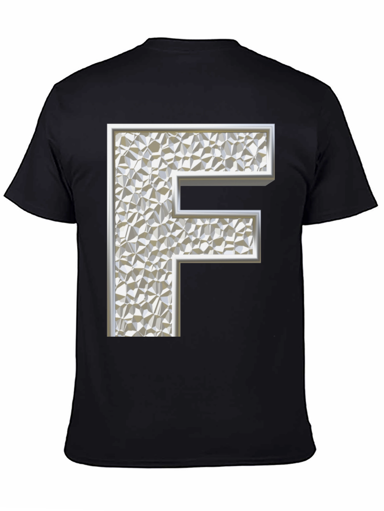 Black Abstract Letter 'F' Graphic Black T-Shirt view 4