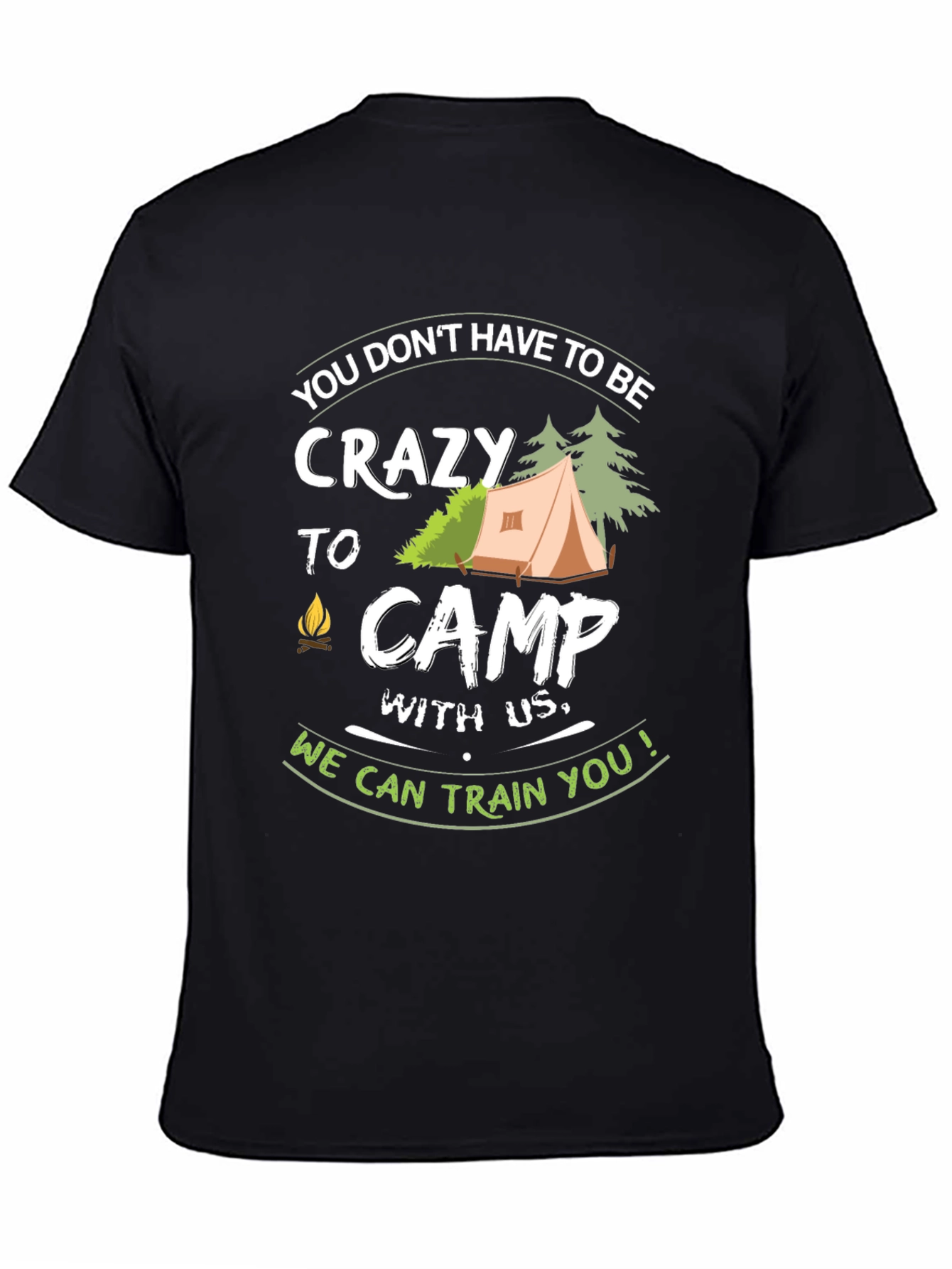 Black Crazy to Camp Funny Graphic T-Shirt view 4