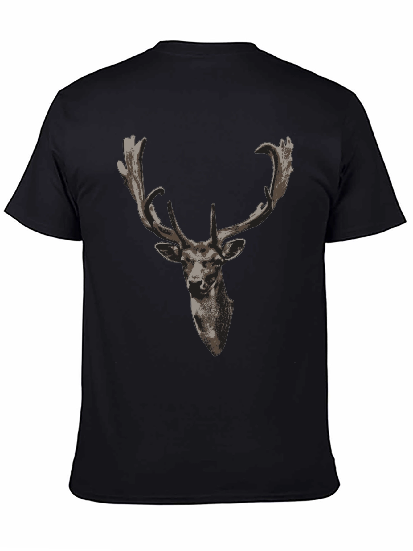 Black Deer Head Graphic Black T-Shirt view 4