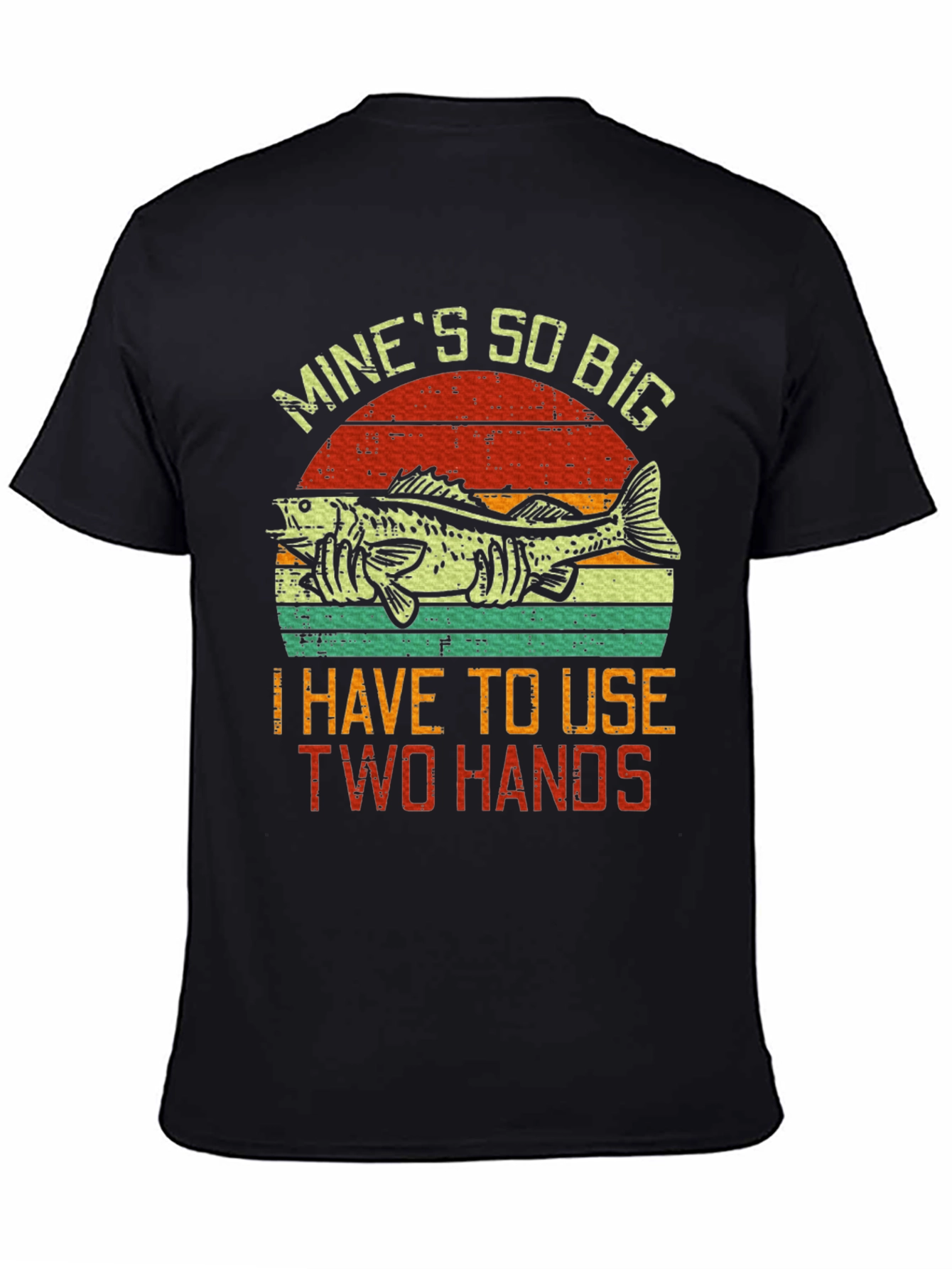 Black Funny Fishing T-Shirt - Mine's So Big! view 4