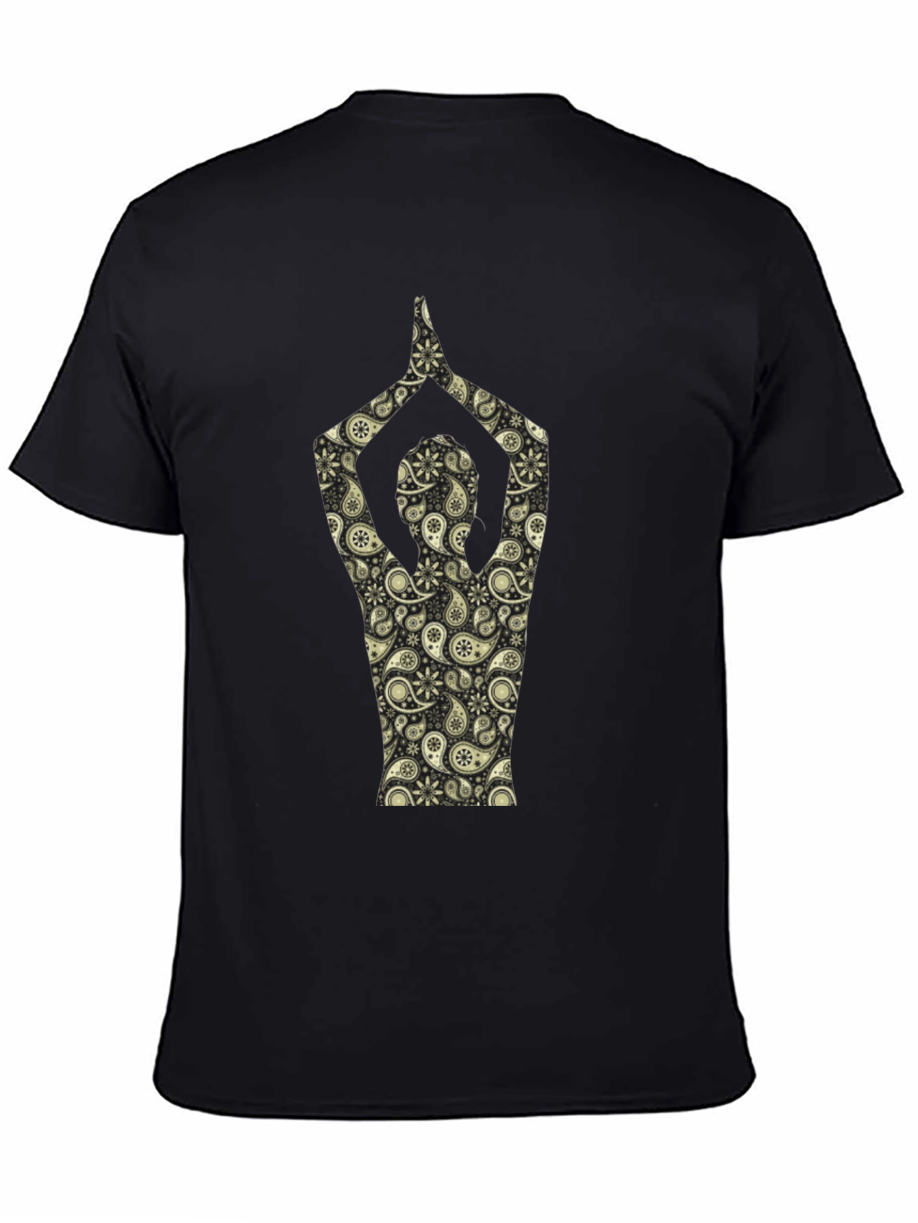 Black Paisley Yoga Pose T-Shirt - Black view 4