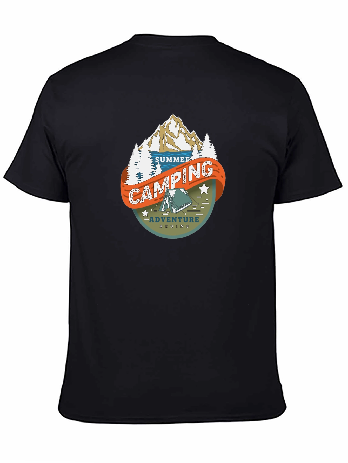 Black Summer Camping Adventure T-Shirt view 4