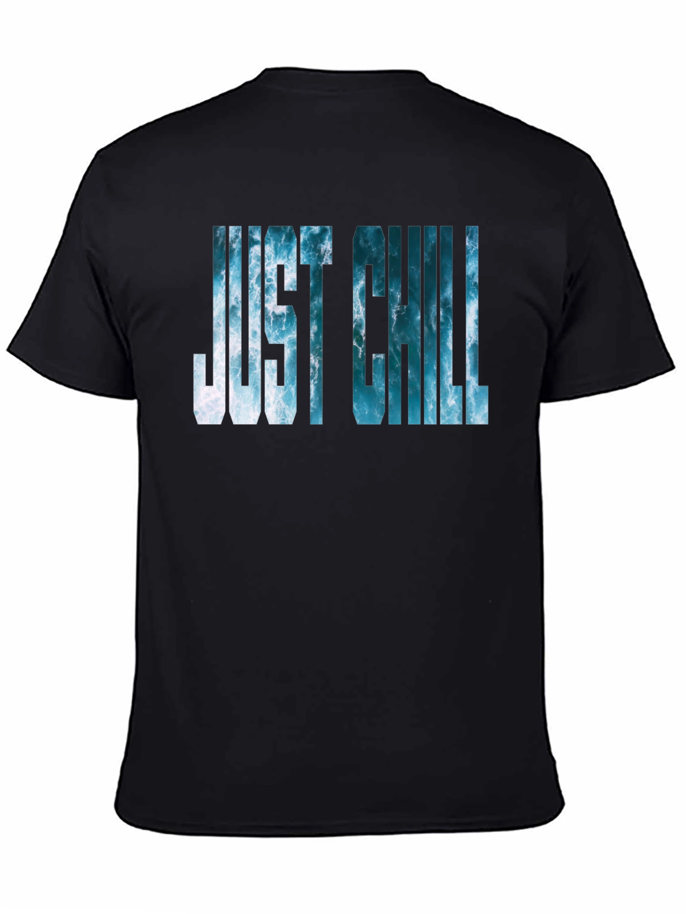 Black Just Chill Ocean Graphic Black T-Shirt view 4