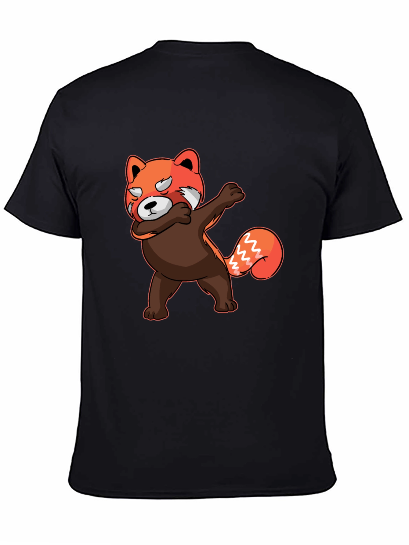 Black Dabbing Red Panda T-Shirt - Unique Graphic Tee view 4