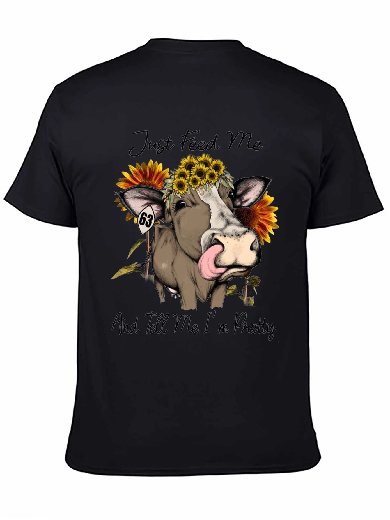 Black Cow & Sunflower Graphic Tee - Just Feed Me! view 4