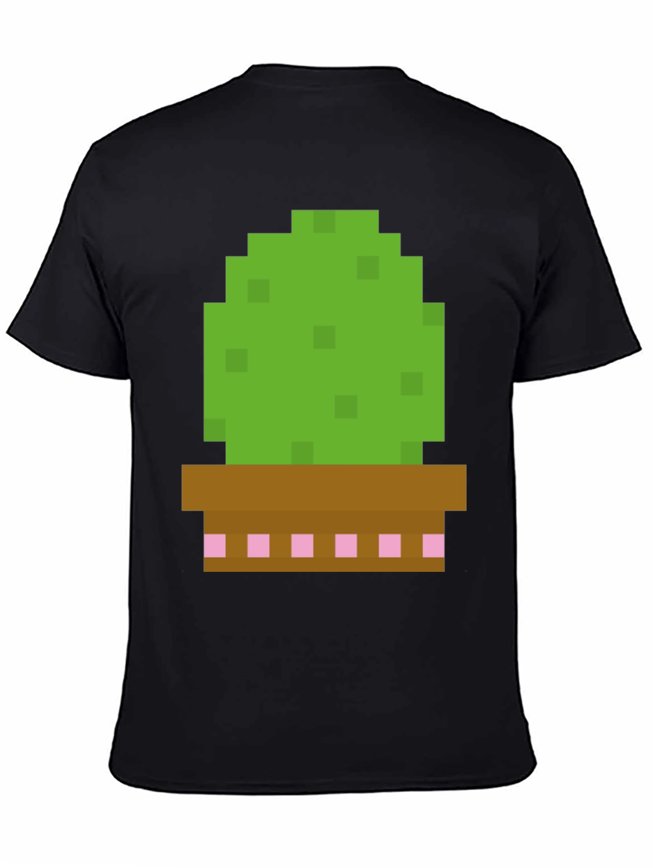 Black Pixel Cactus Graphic Tee - Gamer Style Shirt view 4