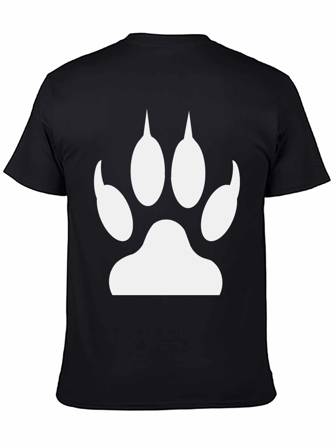 Black Black T-Shirt with White Animal Paw Print view 4