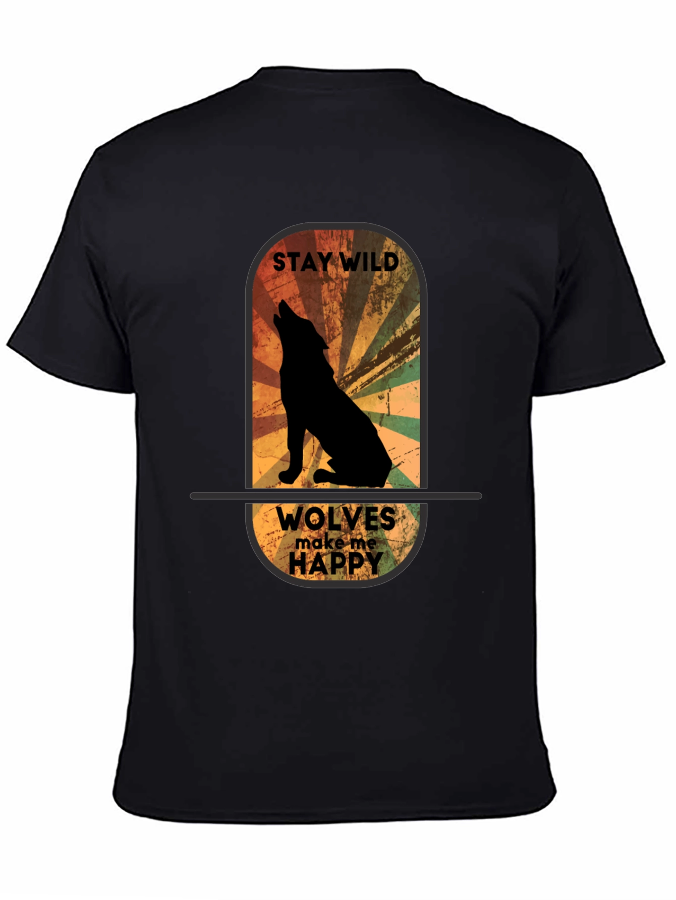 Black Stay Wild Wolves T-Shirt - Nature Lover Apparel view 4