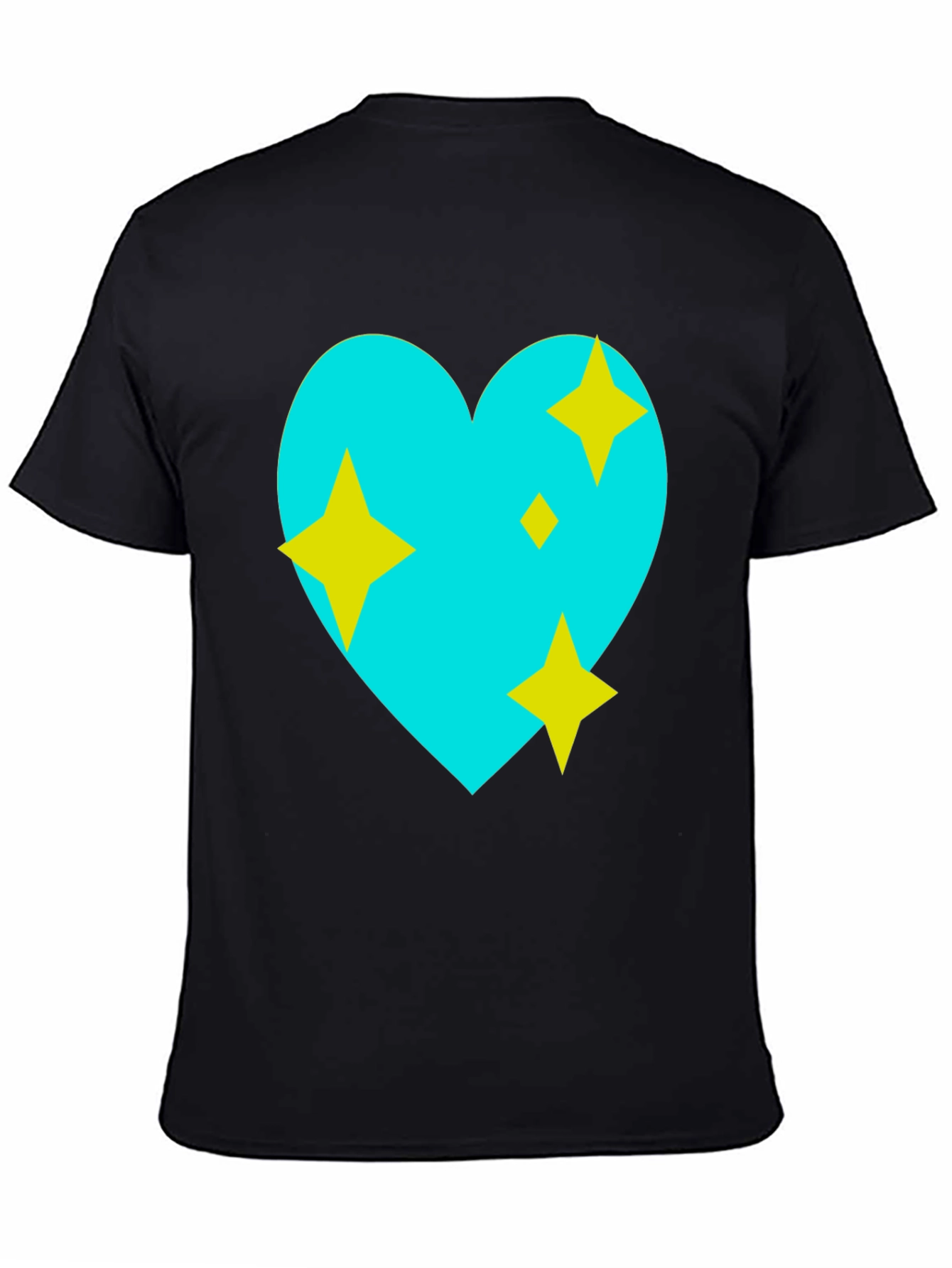 Black Sparkling Heart Graphic Tee - Black Cotton Blend view 4