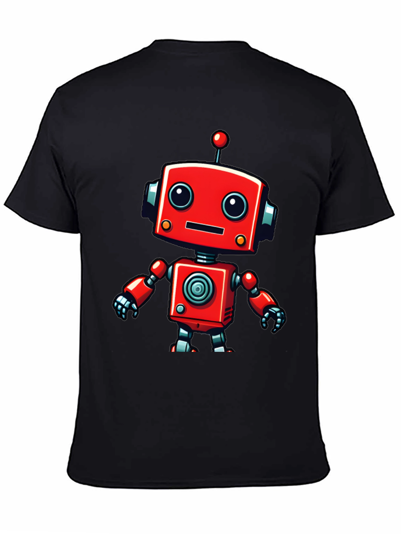 Black Cute Robot Graphic Tee - Fun & Stylish Black T-Shirt view 4
