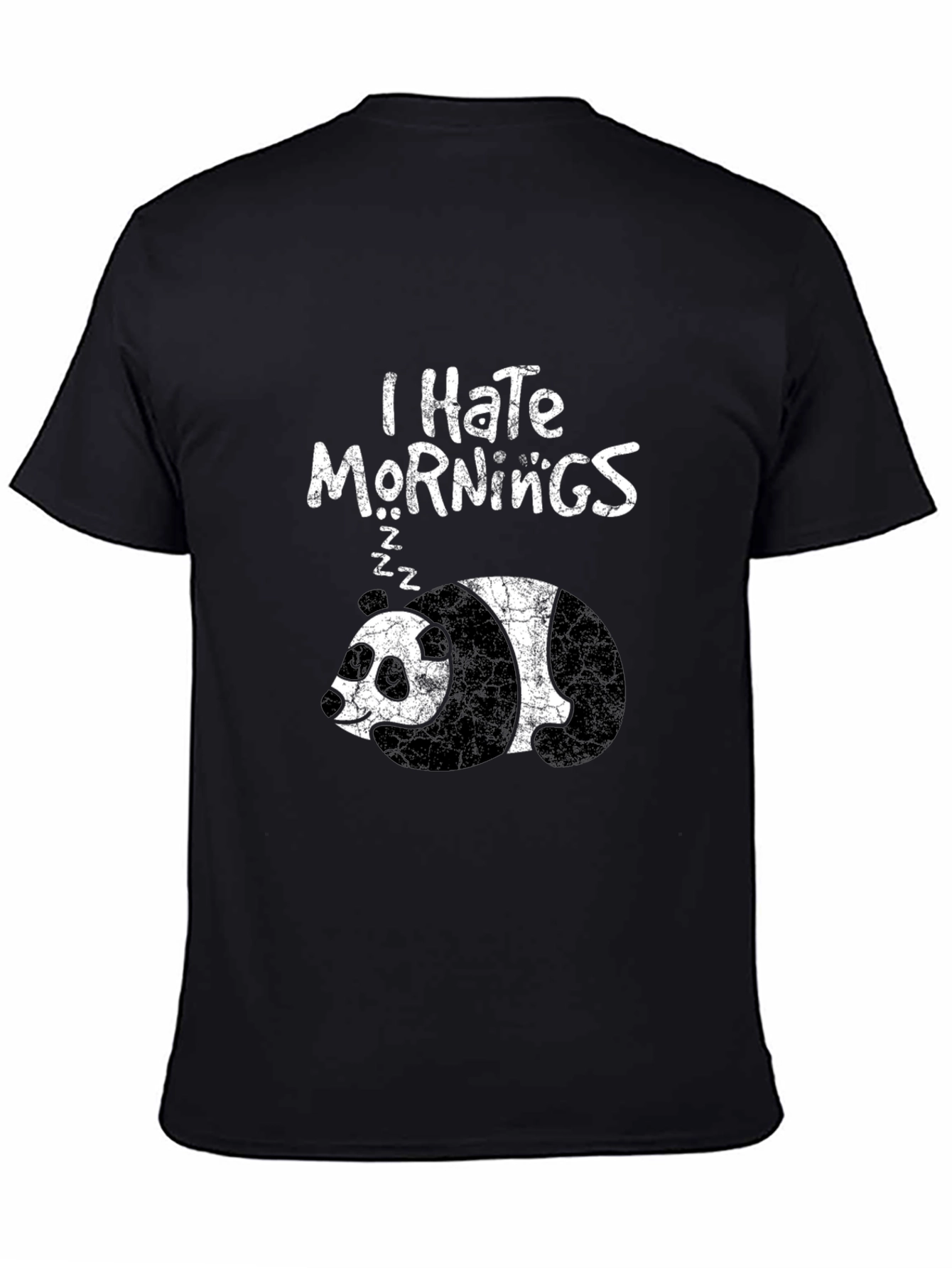 Black I Hate Mornings Panda T-Shirt - Funny Sleepy Bear Tee view 4
