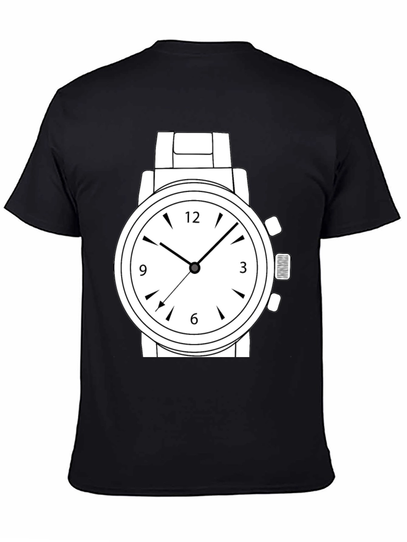 Black Men's Graphic T-Shirt - Watch Design view 4