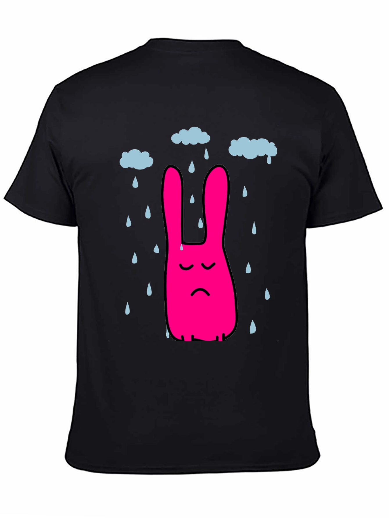 Black Sad Bunny Rain Cloud Black T-Shirt view 4