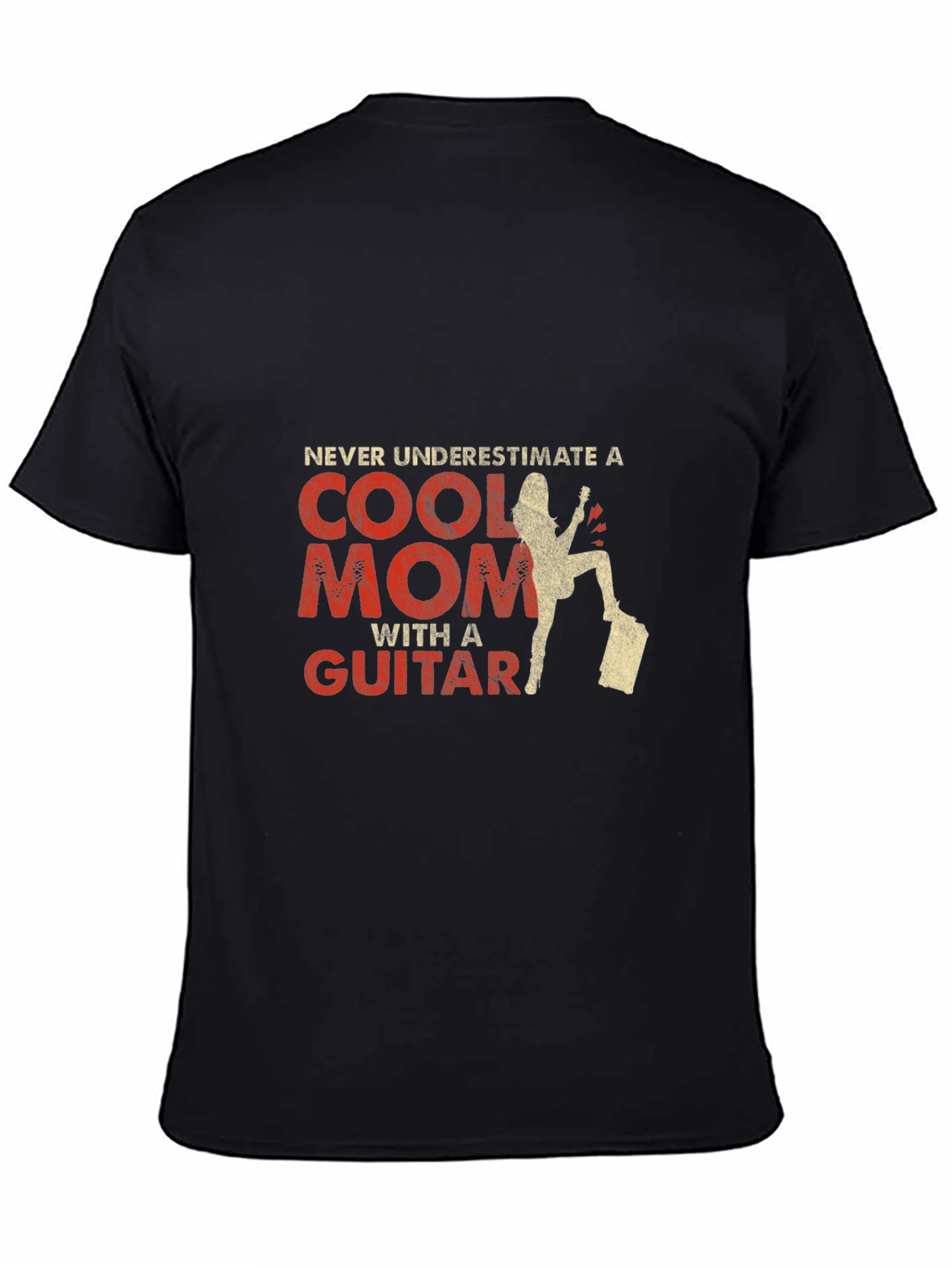 Black Cool Mom Guitar T-Shirt - Black Unisex Tee view 4