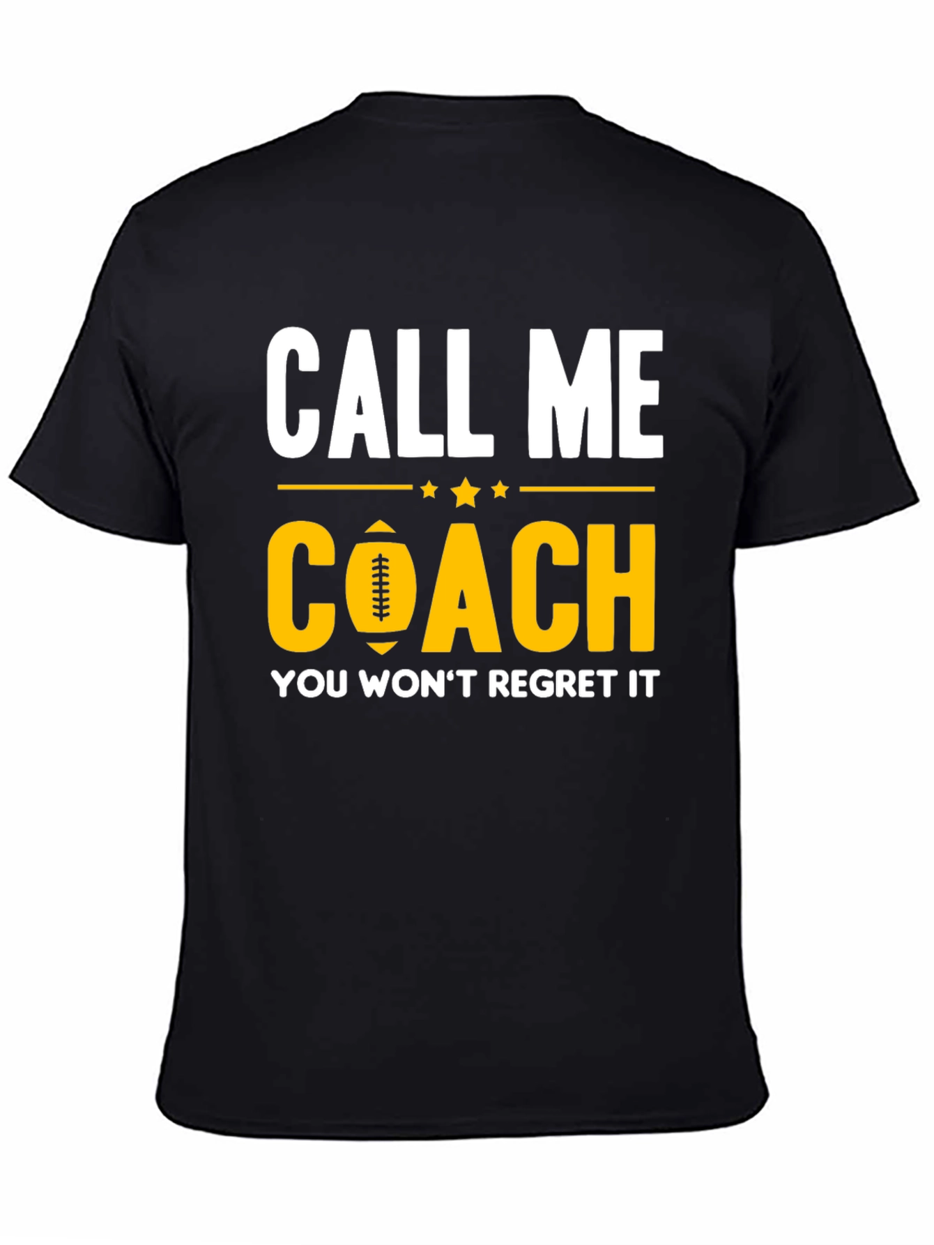 Black Call Me Coach T-Shirt - Football Design view 4
